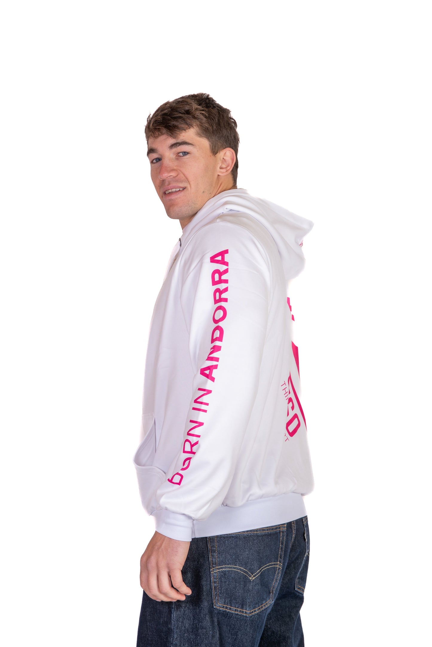 Kapuzensweatshirt - Weiß & Leuchtend Pink Otso