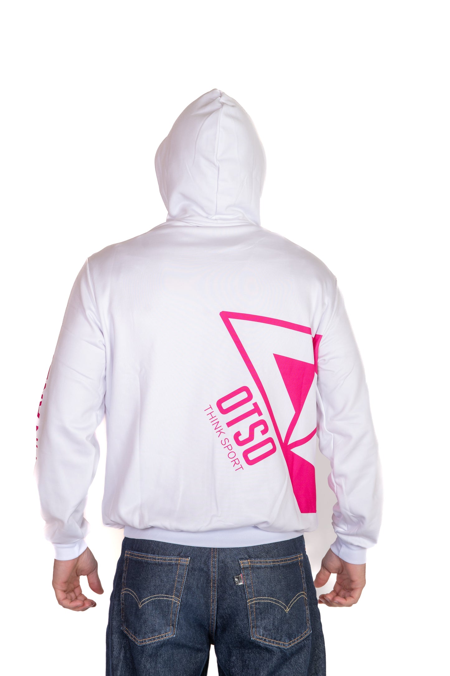 Kapuzensweatshirt - Weiß & Leuchtend Pink Otso