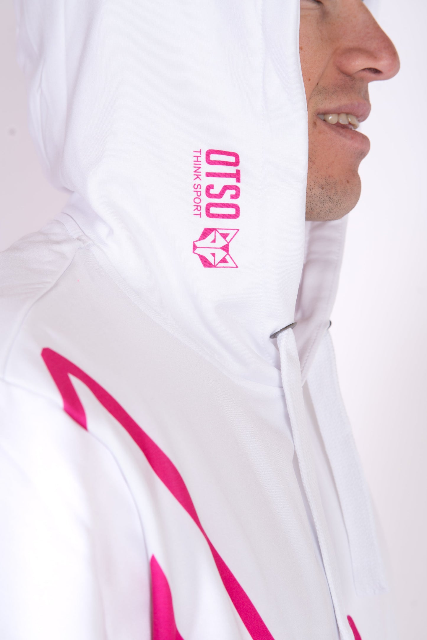 Kapuzensweatshirt - Weiß & Leuchtend Pink Otso