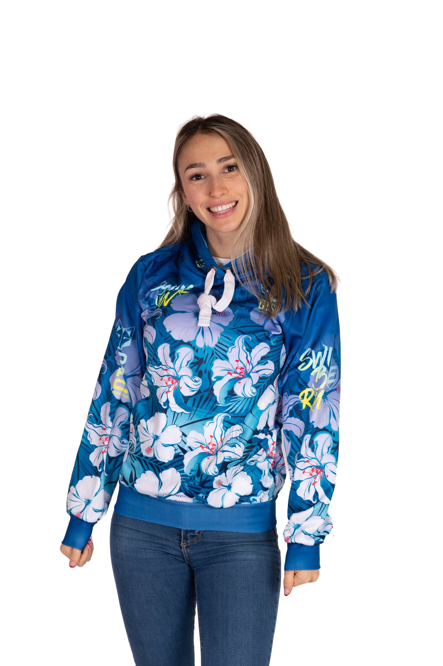 Hooded sweatshirt - Swim Bike Run Flower
