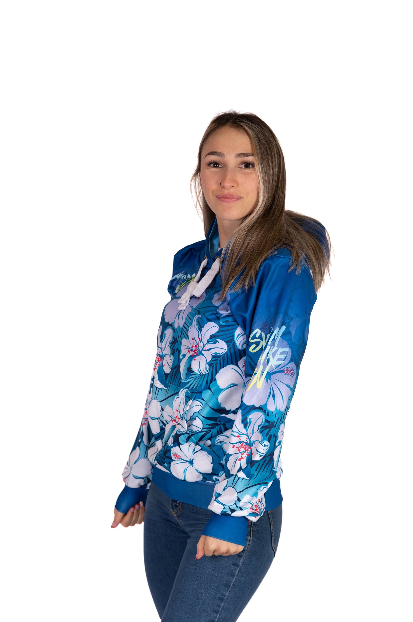 Hooded sweatshirt - Swim Bike Run Flower