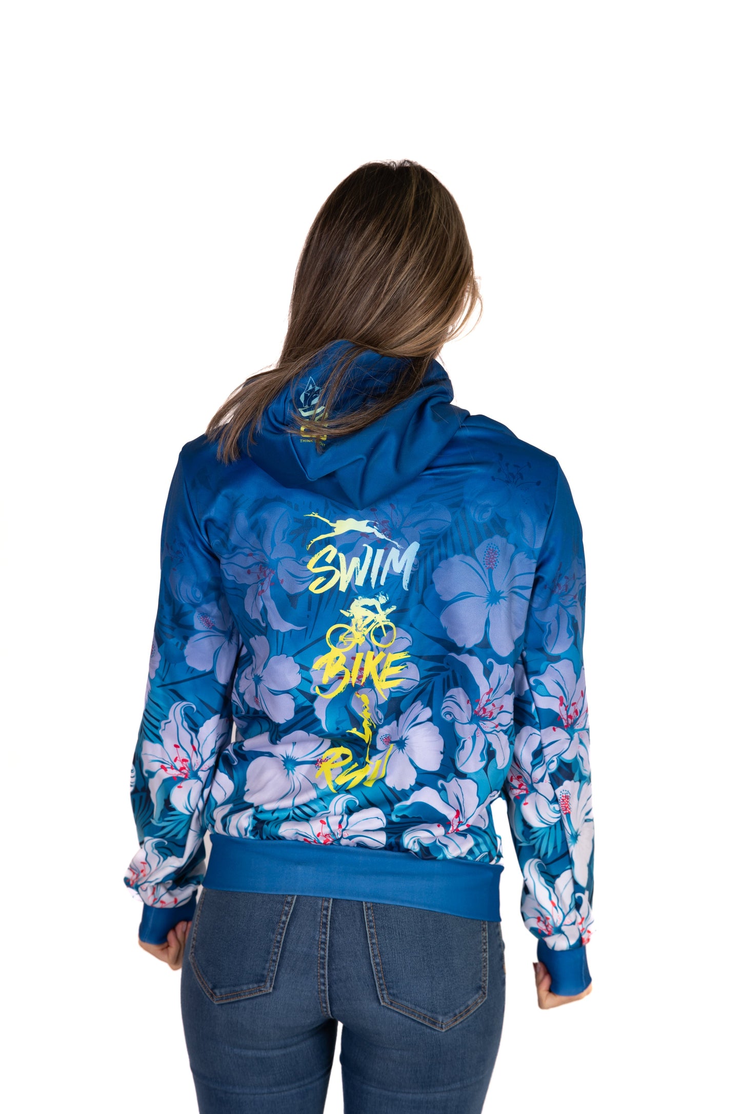 Hooded sweatshirt - Swim Bike Run Flower