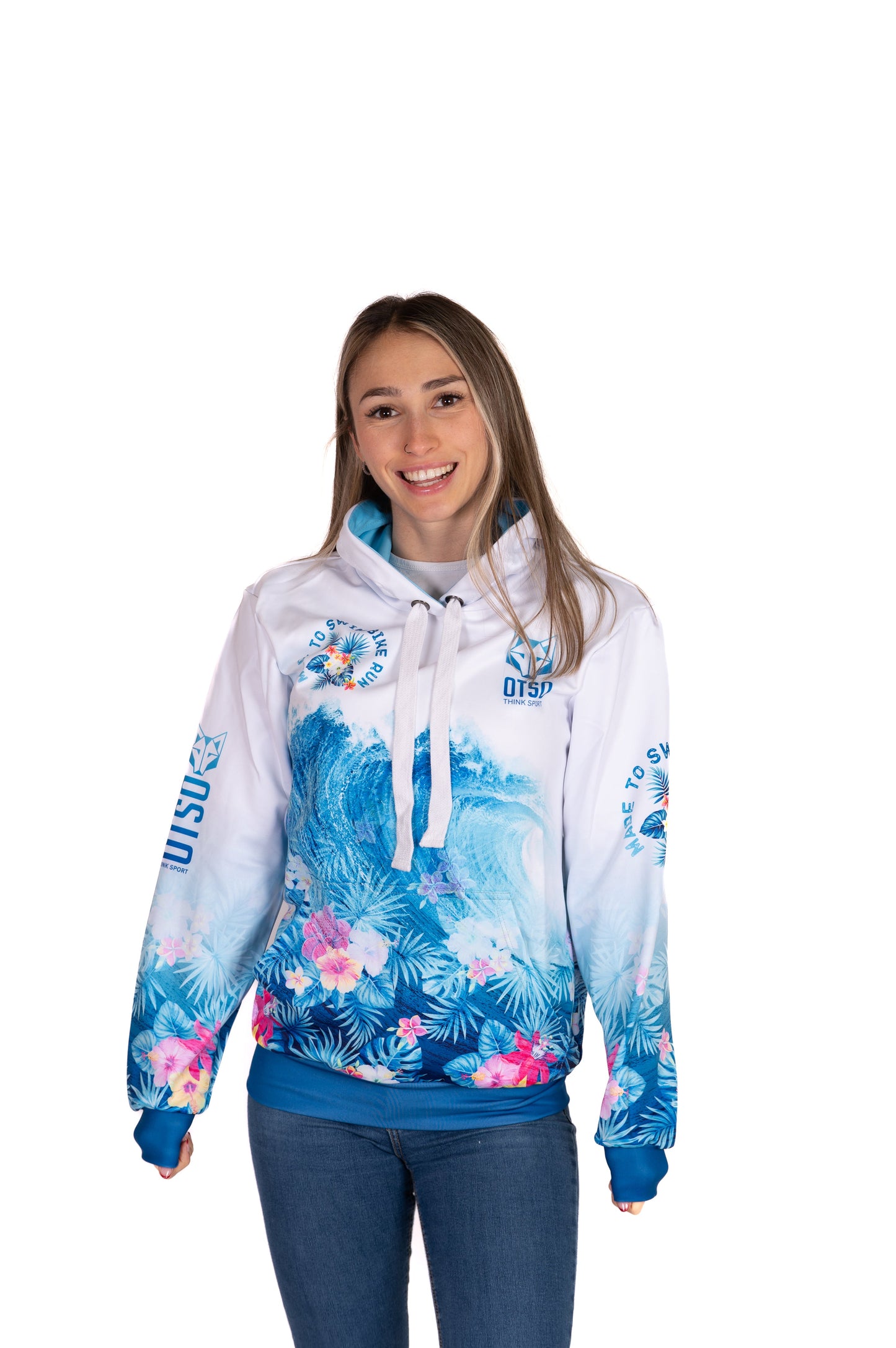 Kapuzenshirt - Schwimmen Radfahren Laufen Welle