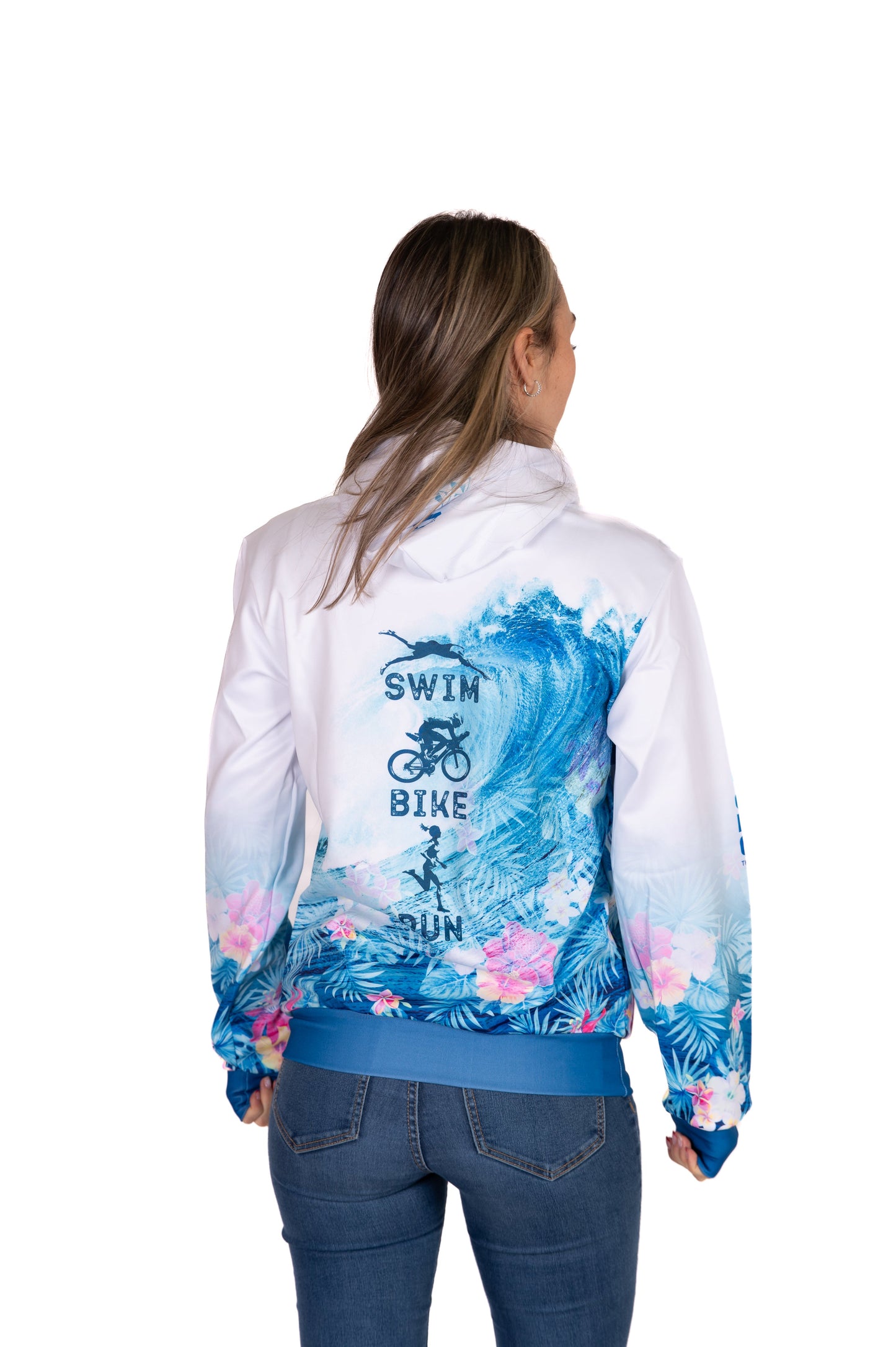 Kapuzenshirt - Schwimmen Radfahren Laufen Welle