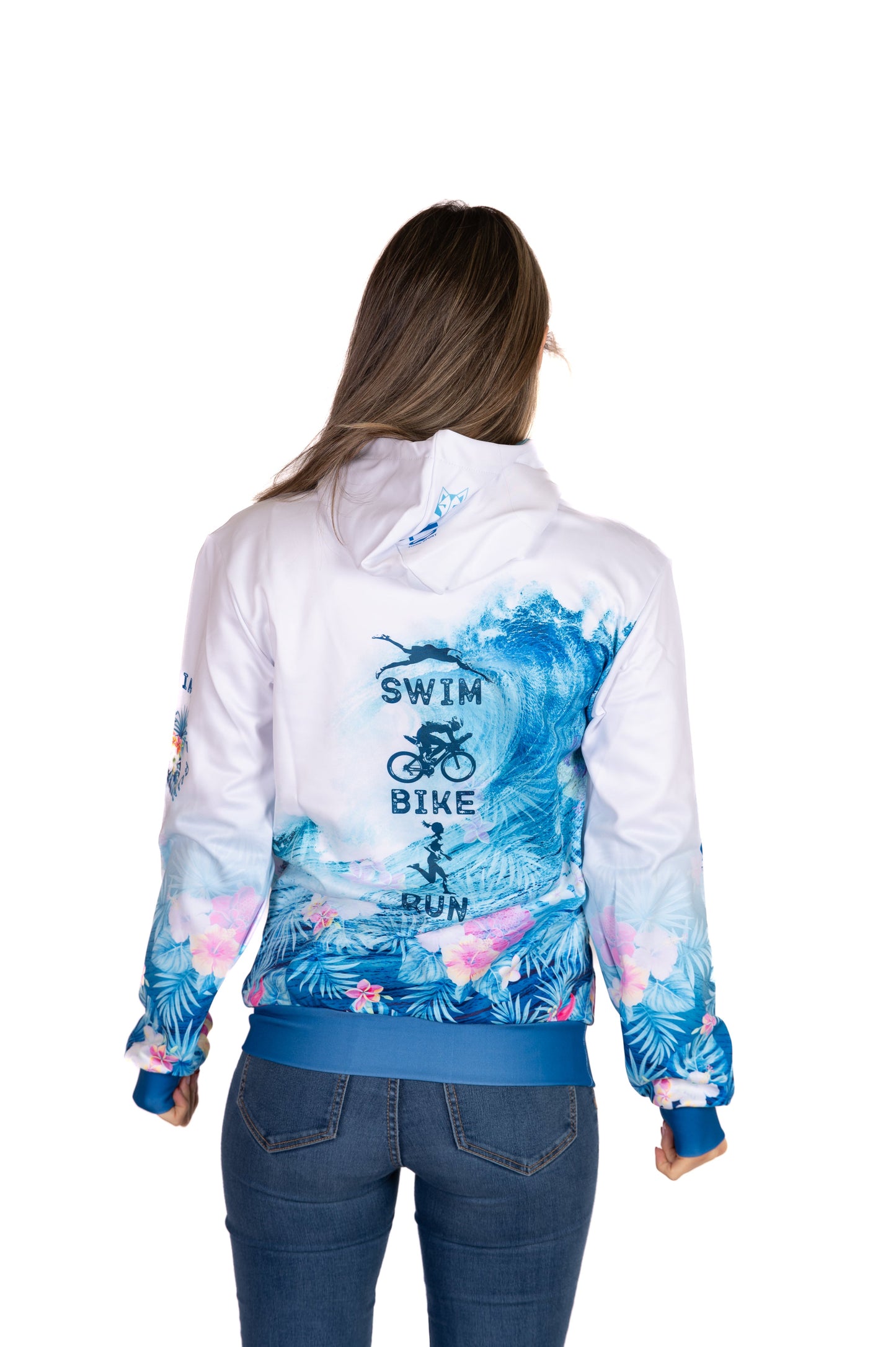 Kapuzenshirt - Schwimmen Radfahren Laufen Welle