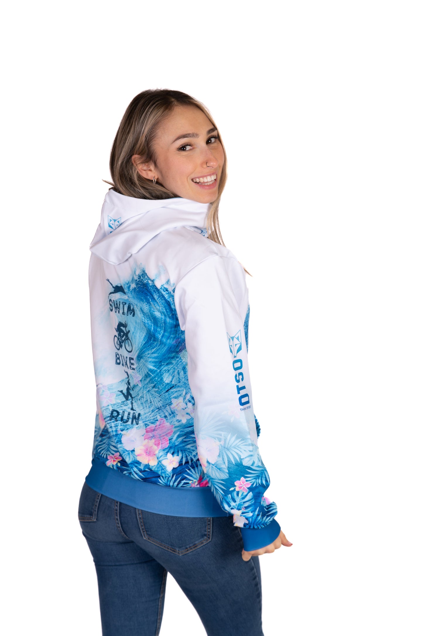 Kapuzenshirt - Schwimmen Radfahren Laufen Welle