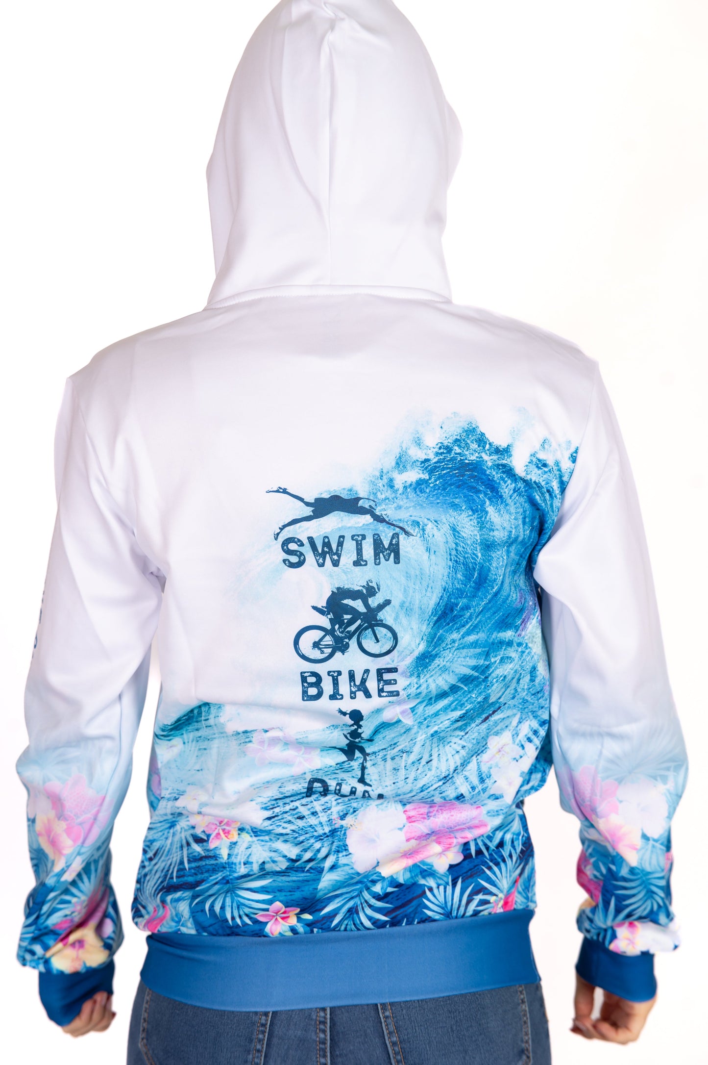 Kapuzenshirt - Schwimmen Radfahren Laufen Welle
