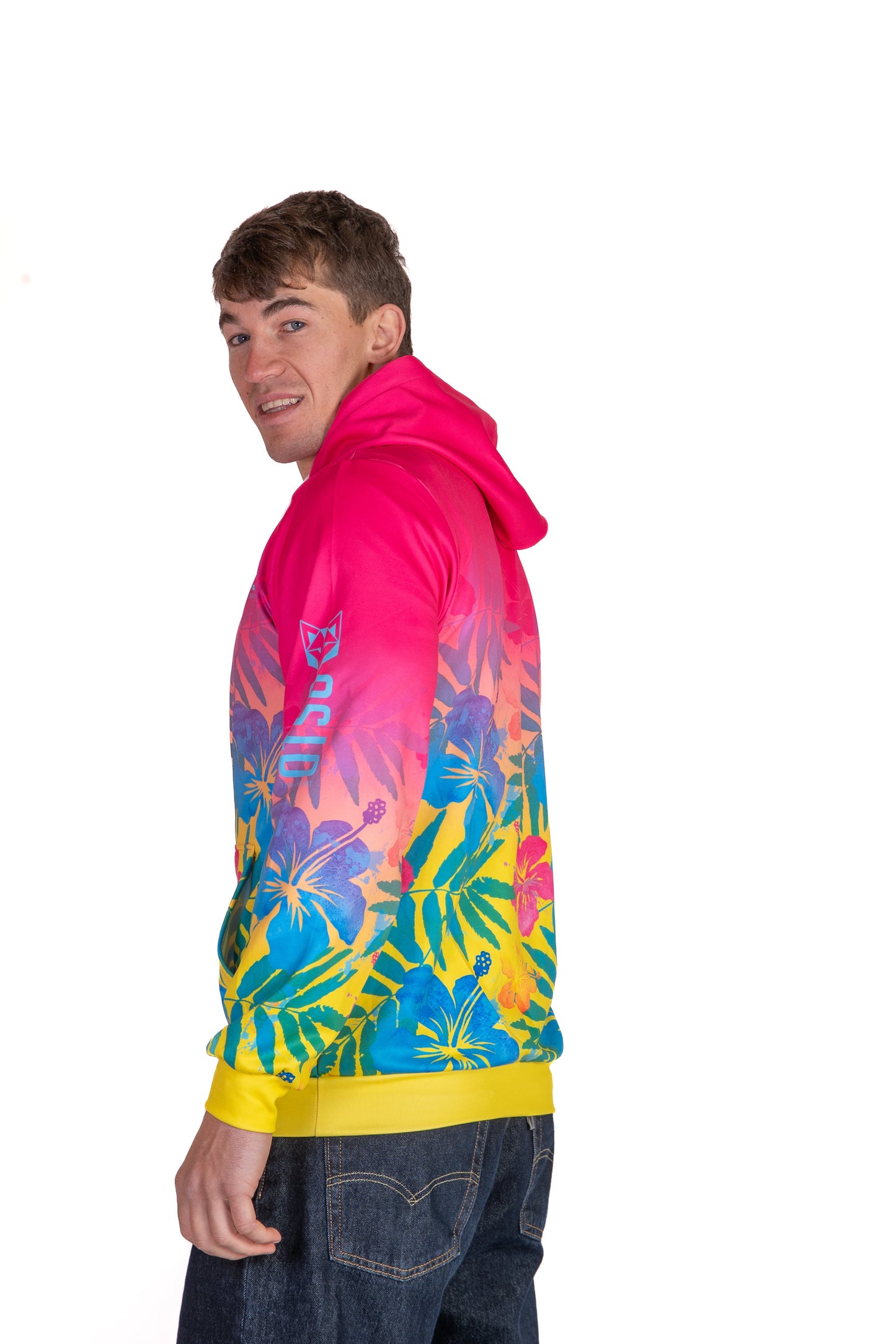 Kapuzenshirt - Blumenmuster Rosa