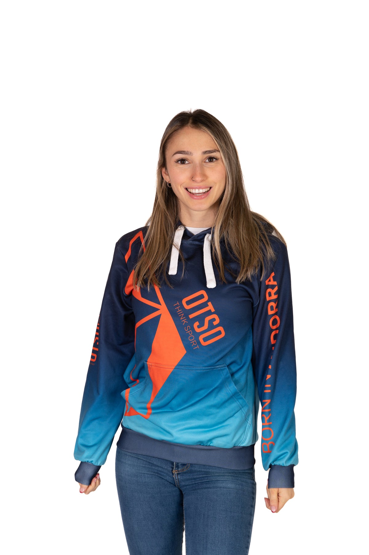 Hooded Sweatshirt - Navy Blue & Bright Orange Otso