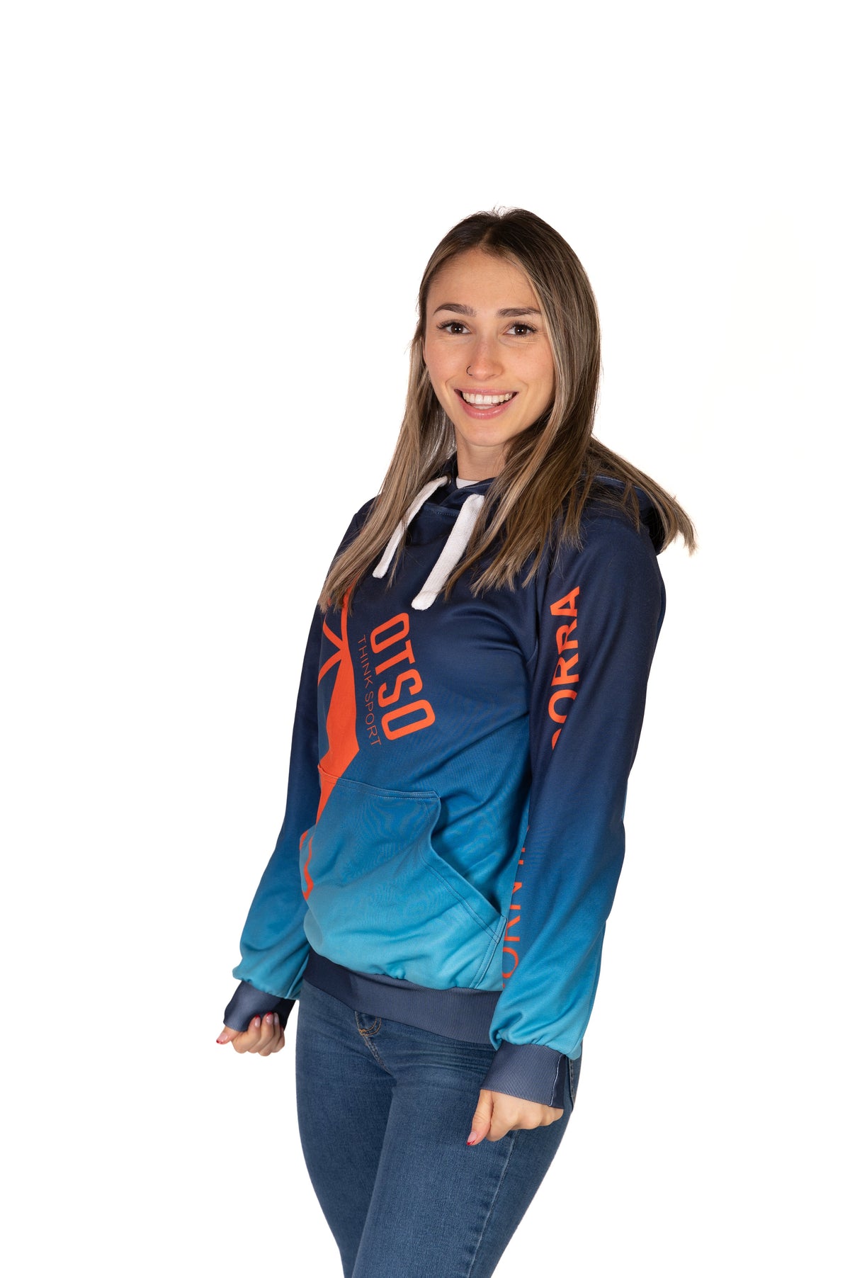 Hooded Sweatshirt - Navy Blue & Bright Orange Otso