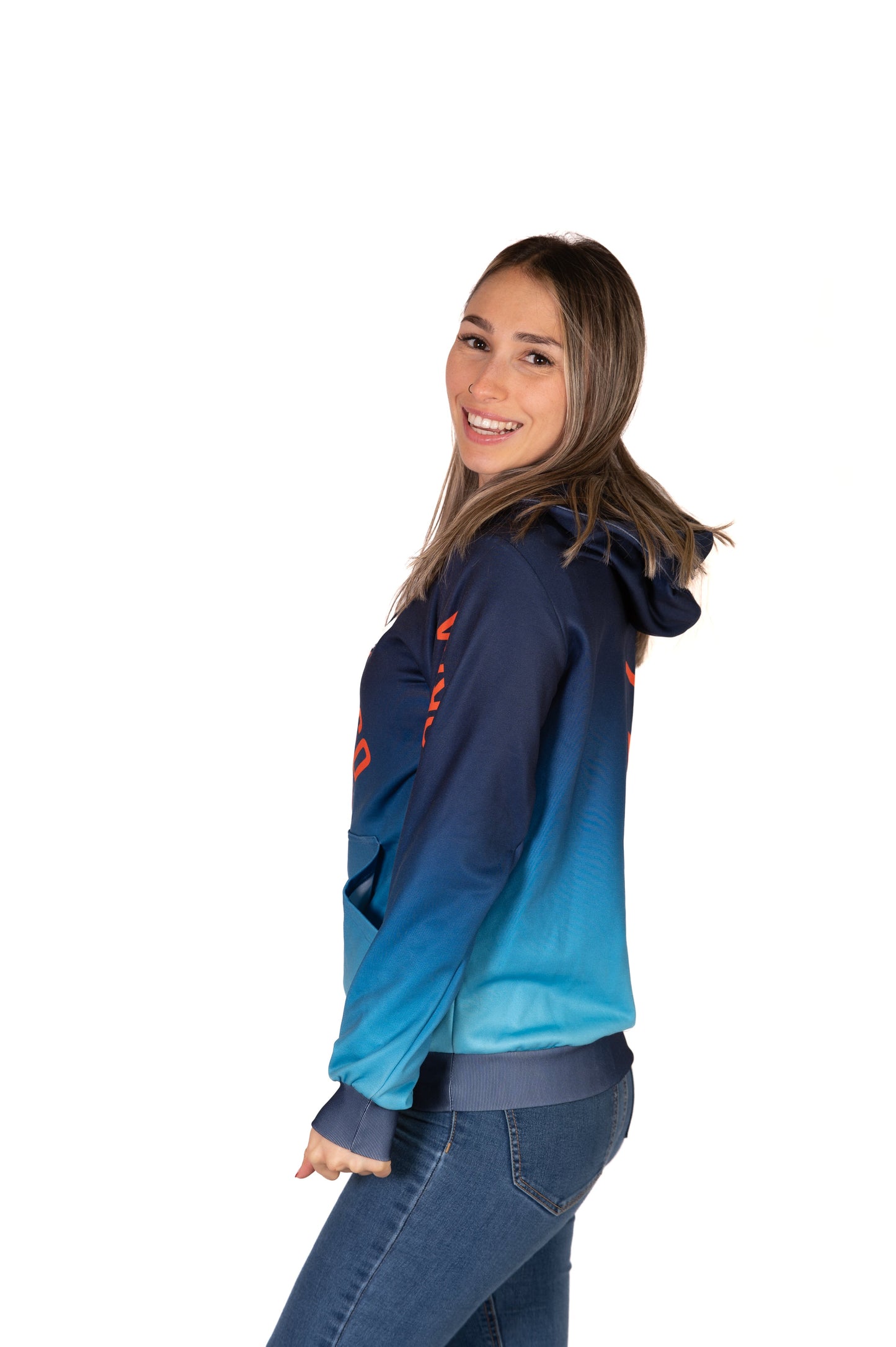 Felpa con cappuccio - Blu navy e arancione fluorescente Otso
