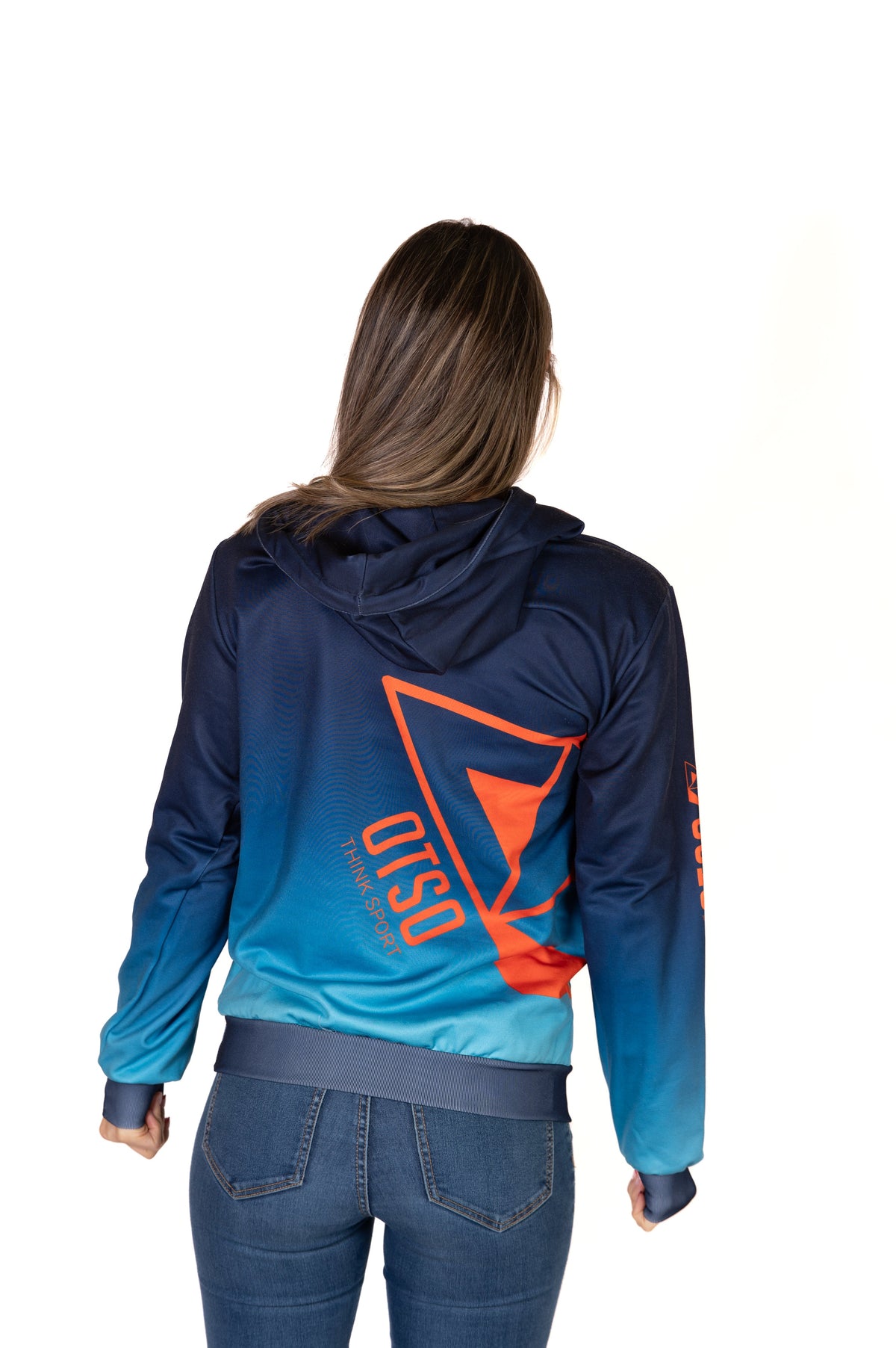 Hooded Sweatshirt - Navy Blue & Bright Orange Otso