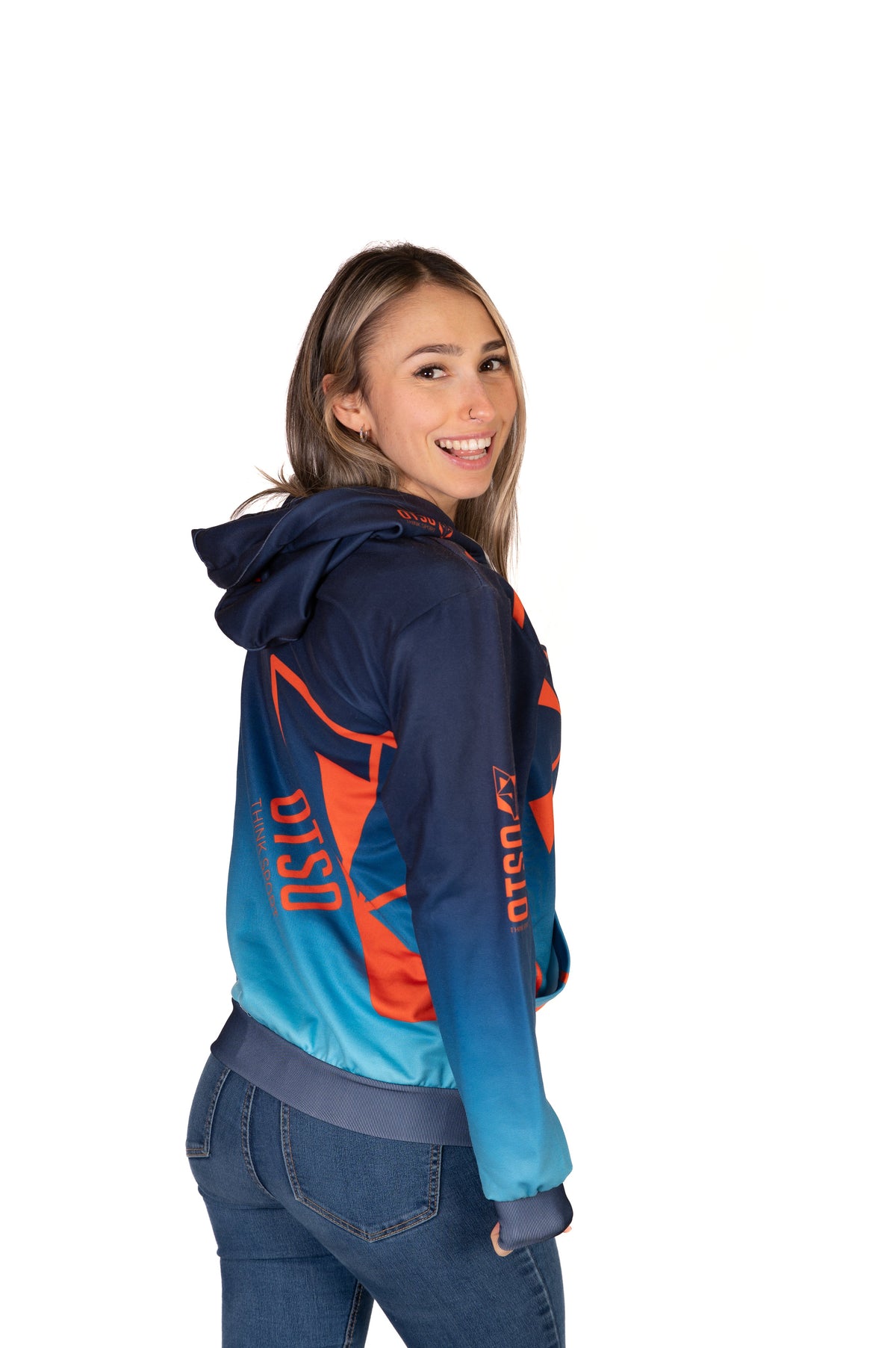 Hooded Sweatshirt - Navy Blue & Bright Orange Otso