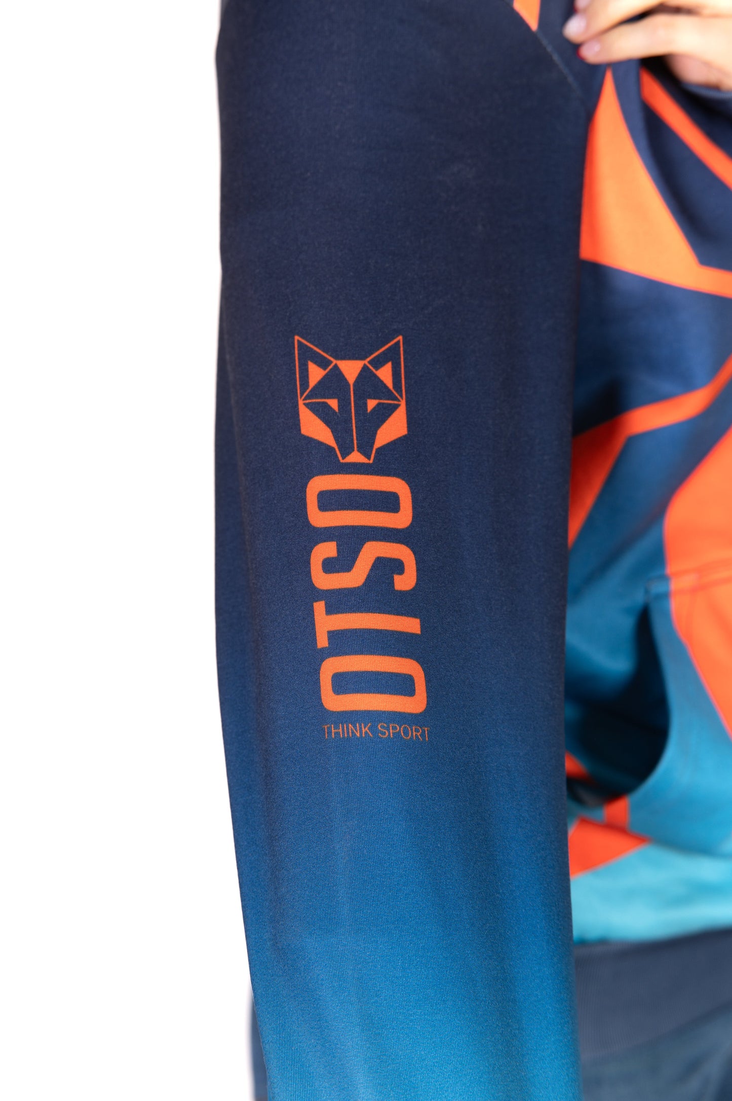 Felpa con cappuccio - Blu navy e arancione fluorescente Otso