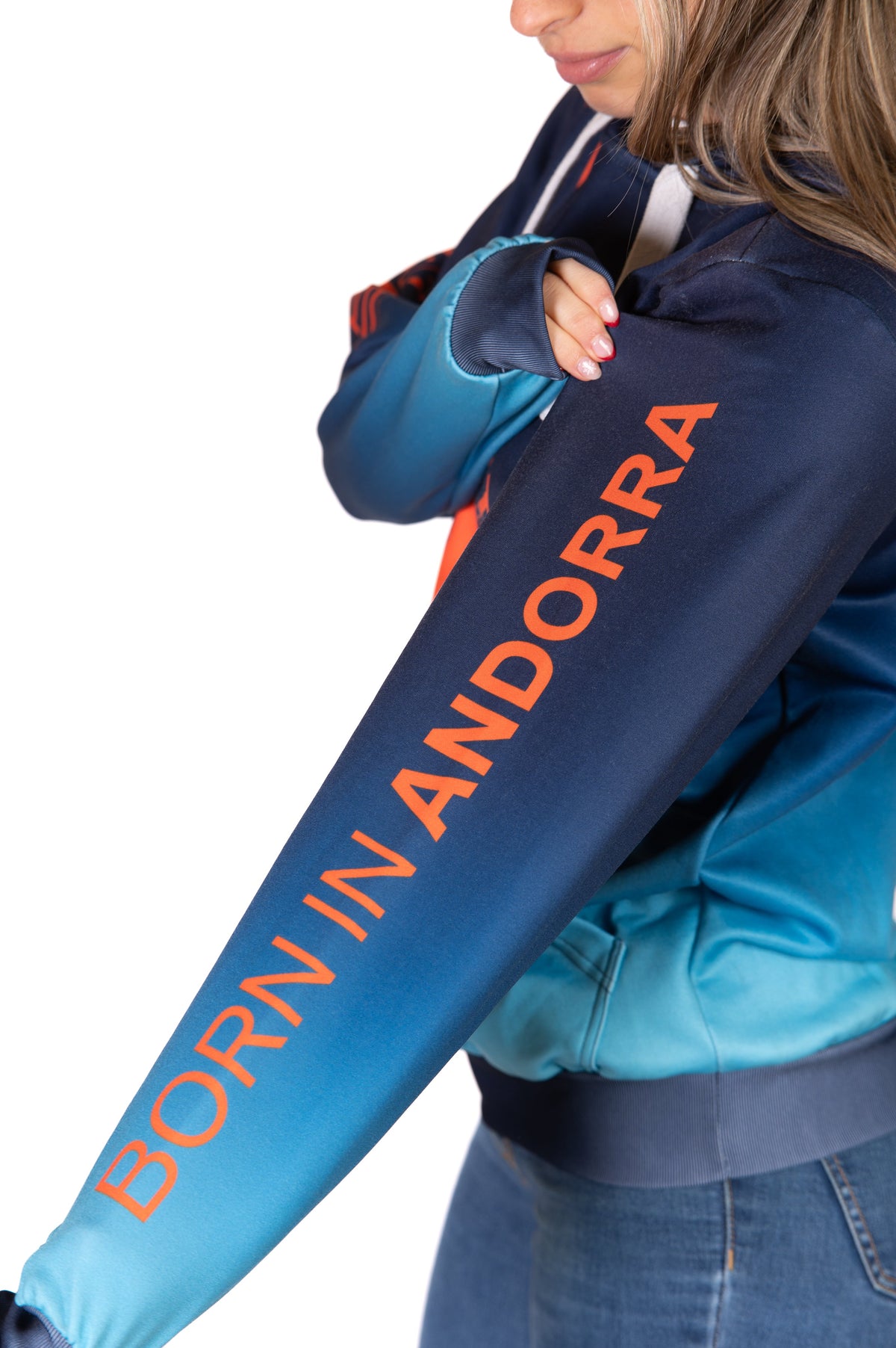 Hooded Sweatshirt - Navy Blue & Bright Orange Otso