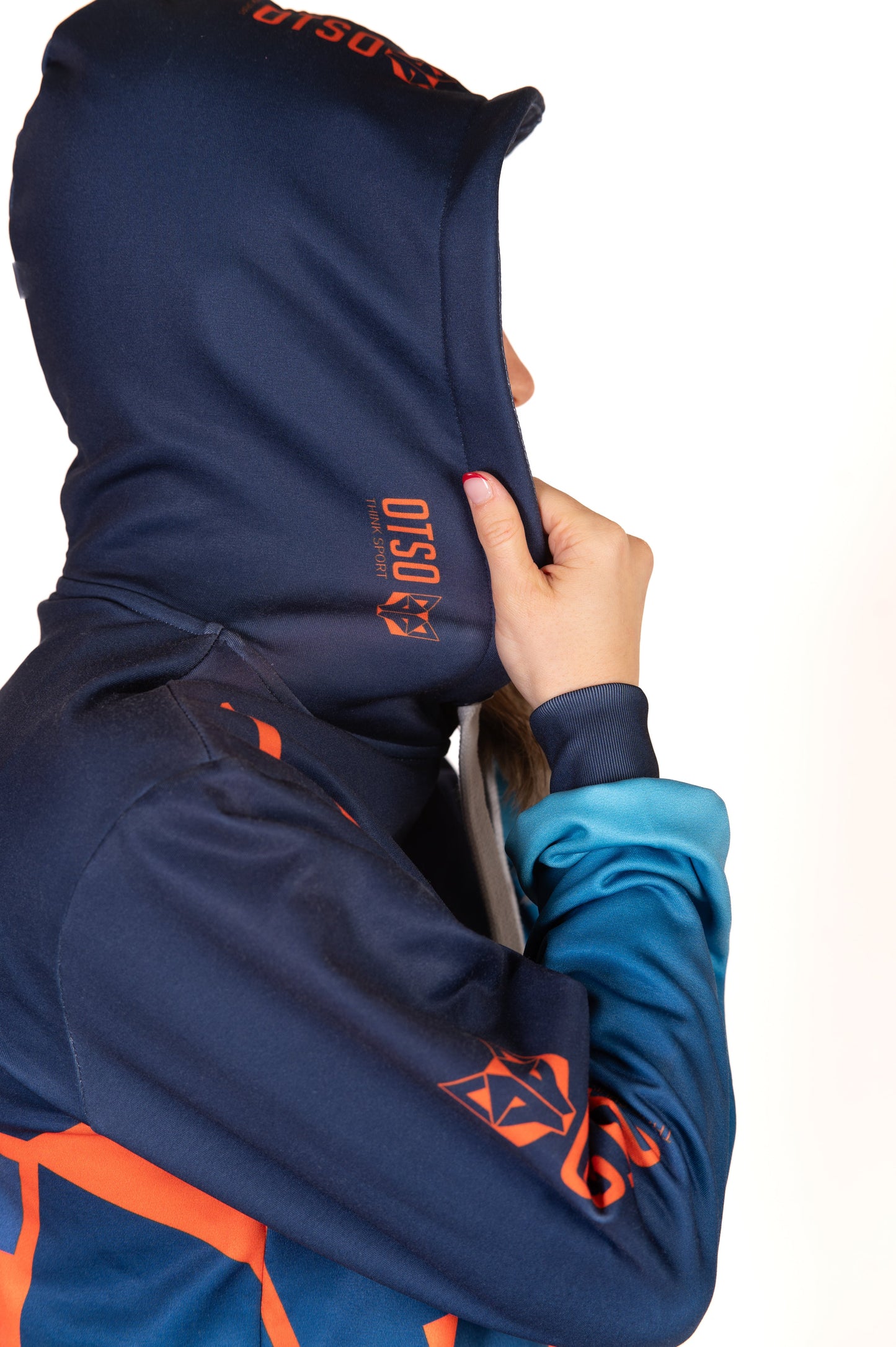 Felpa con cappuccio - Blu navy e arancione fluorescente Otso
