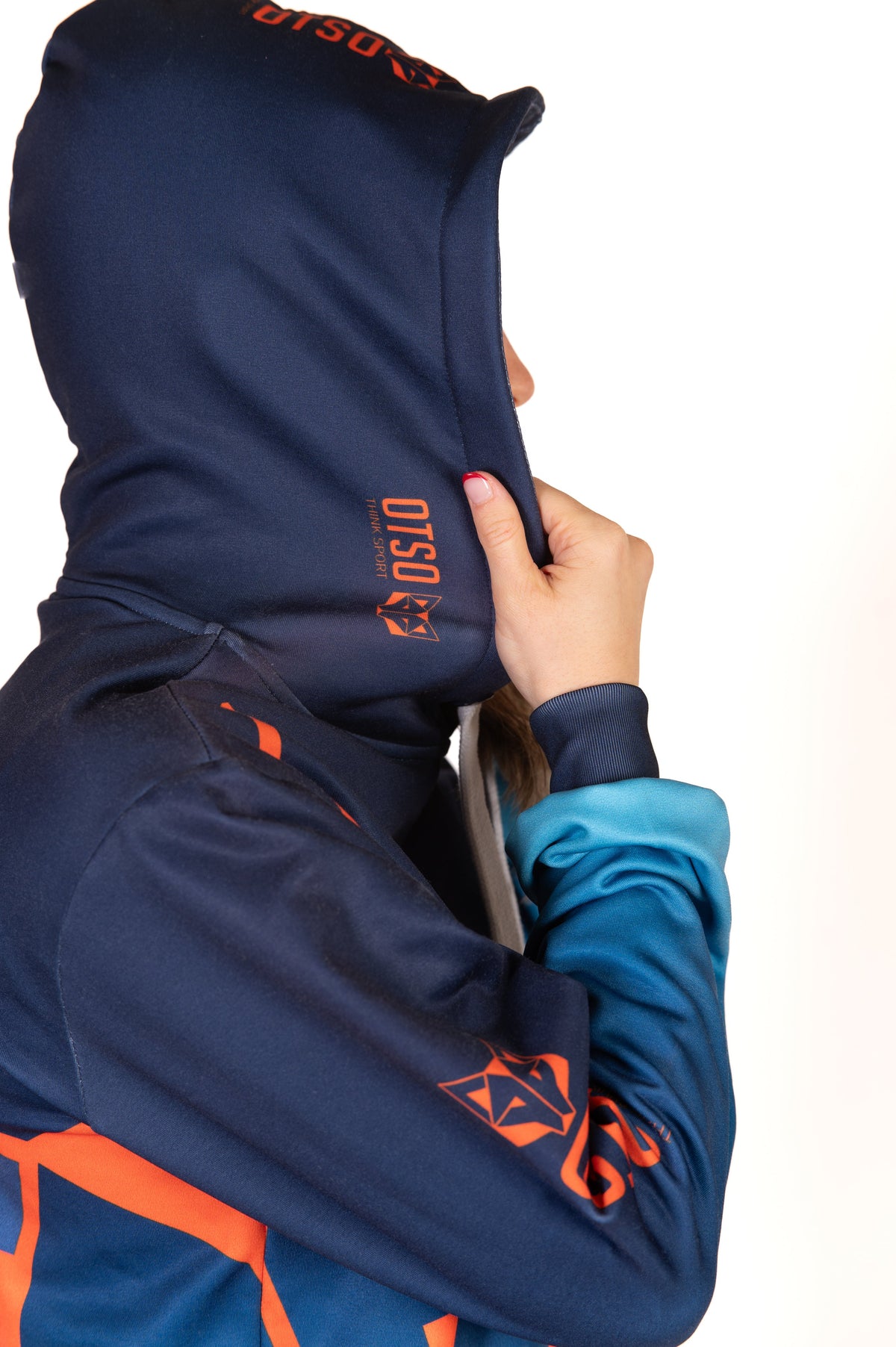 Hooded Sweatshirt - Navy Blue & Bright Orange Otso