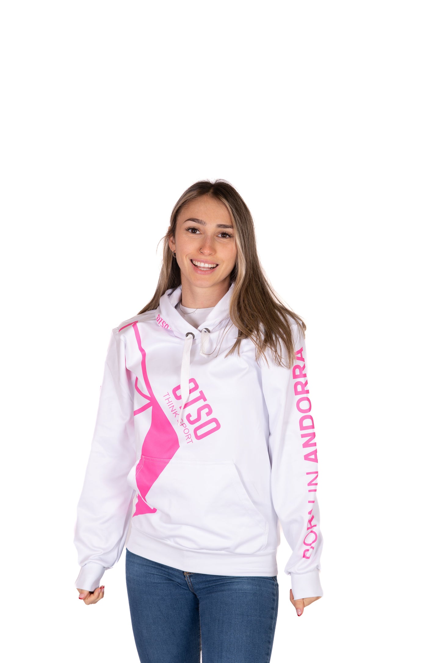 Kapuzensweatshirt - Weiß & Leuchtend Pink Otso