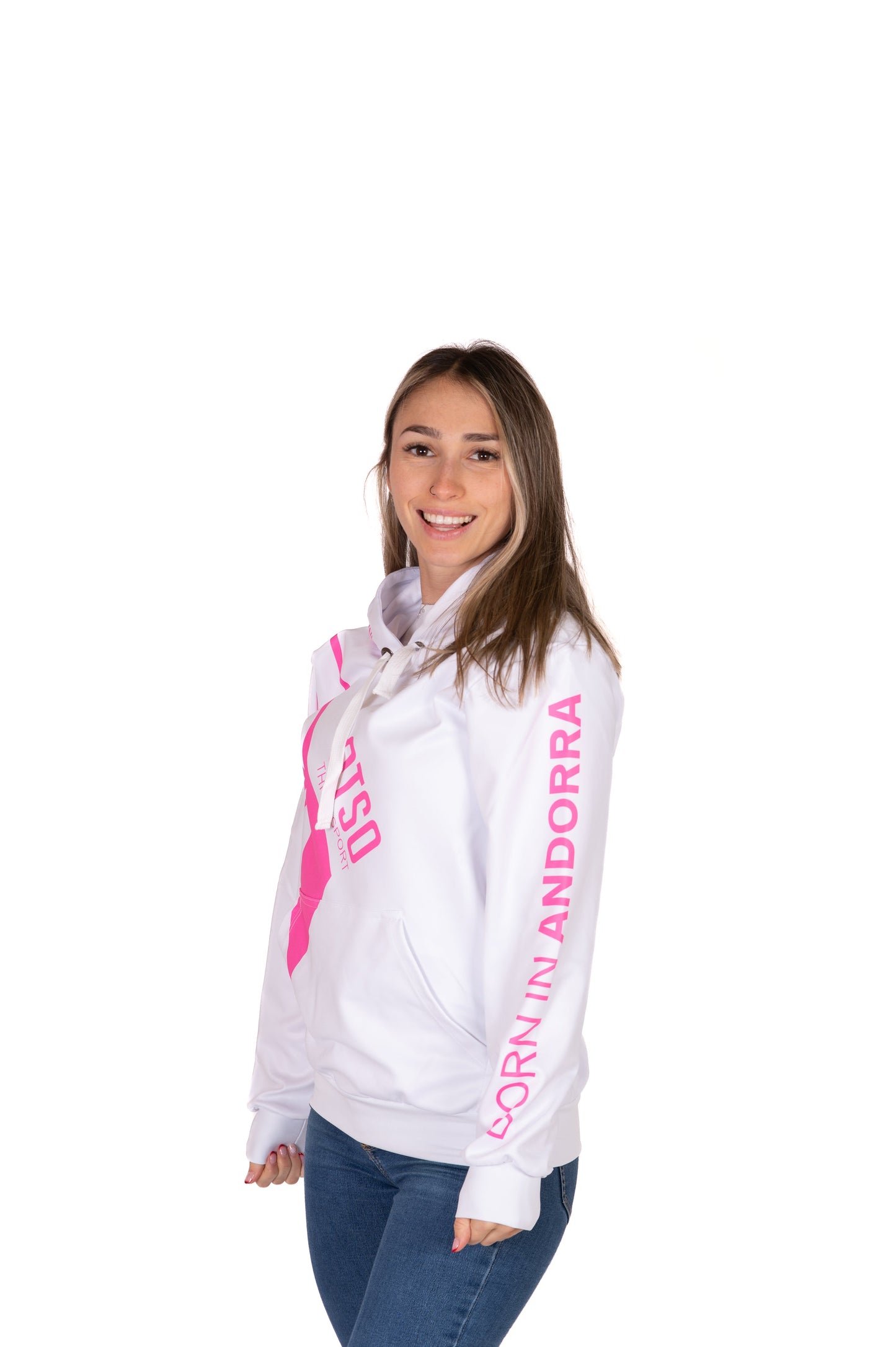 Kapuzensweatshirt - Weiß & Leuchtend Pink Otso