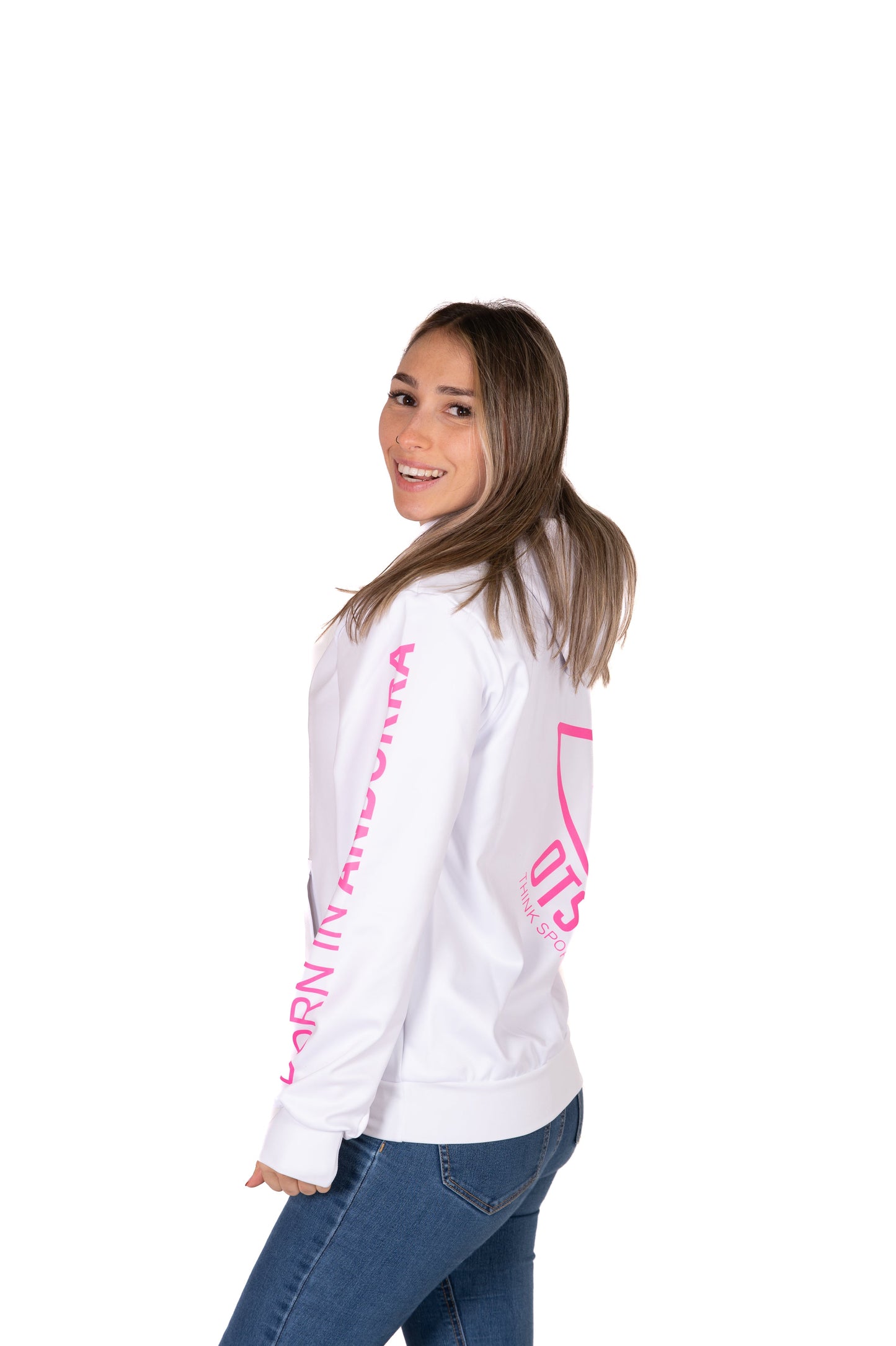 Kapuzensweatshirt - Weiß & Leuchtend Pink Otso