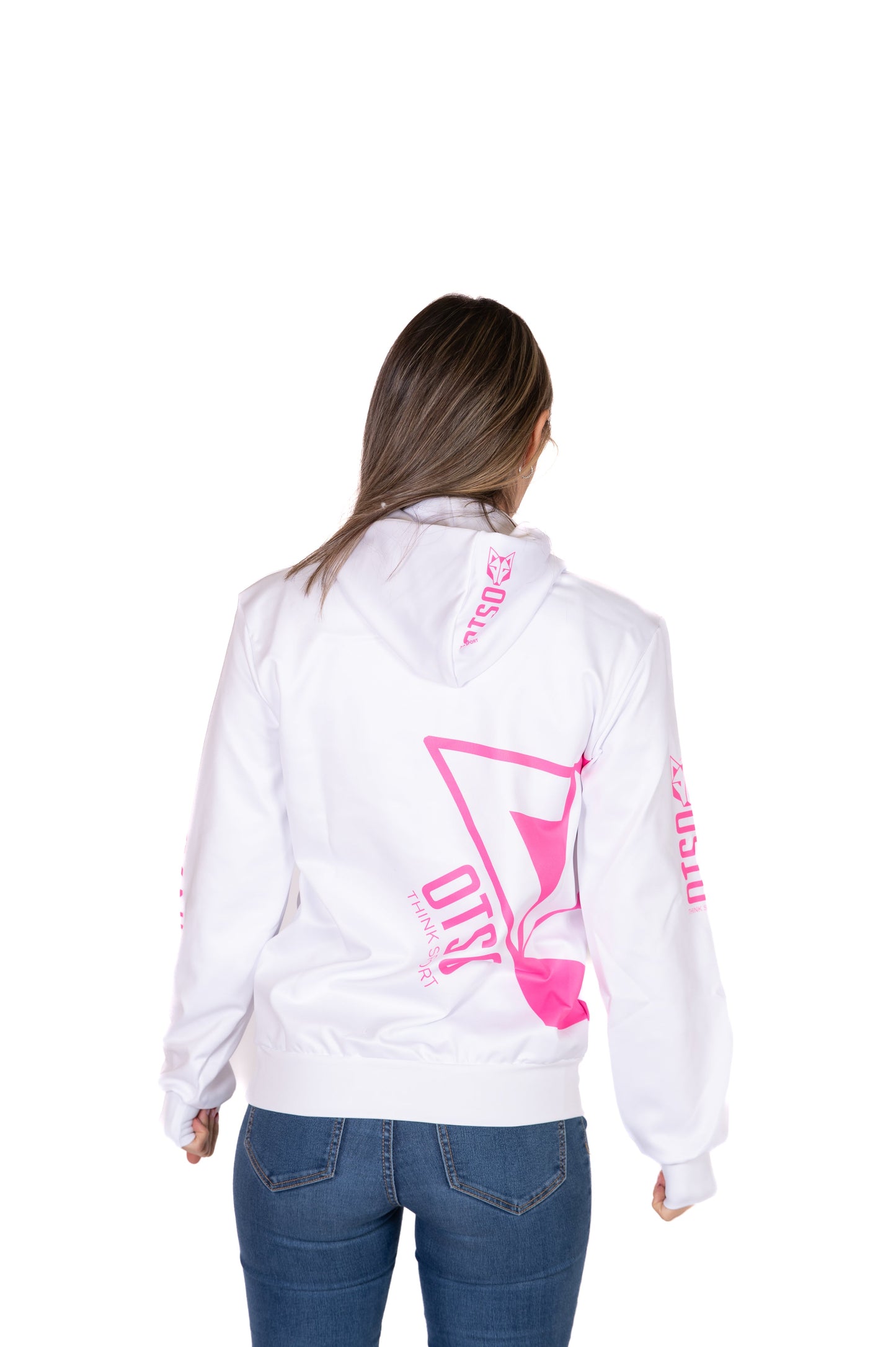 Kapuzensweatshirt - Weiß & Leuchtend Pink Otso