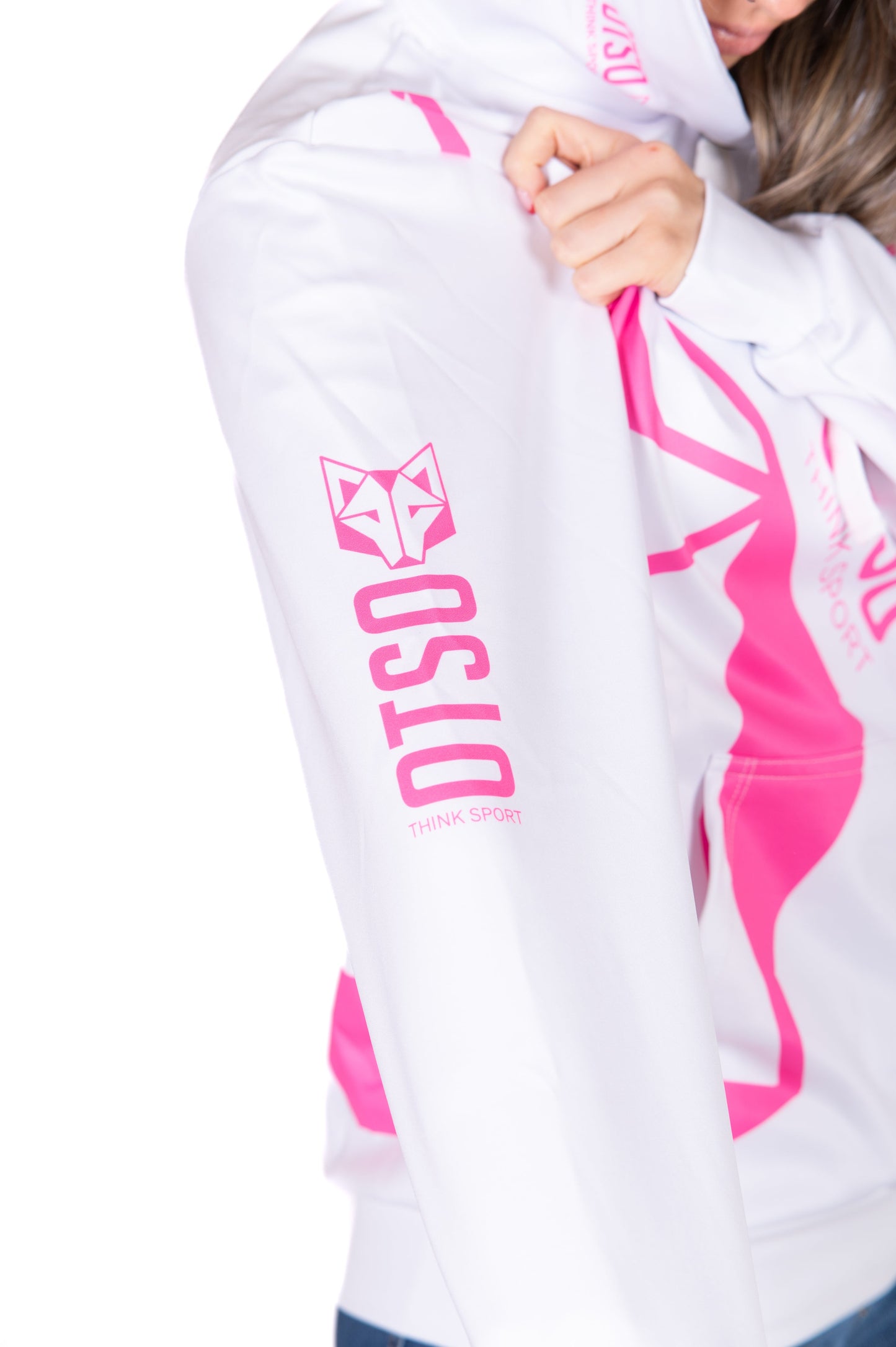 Kapuzensweatshirt - Weiß & Leuchtend Pink Otso