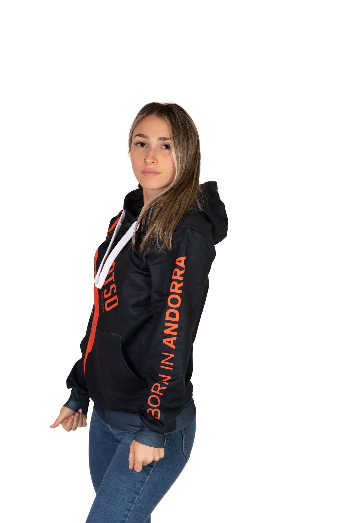 Hooded Sweatshirt - Black & Bright Orange Otso