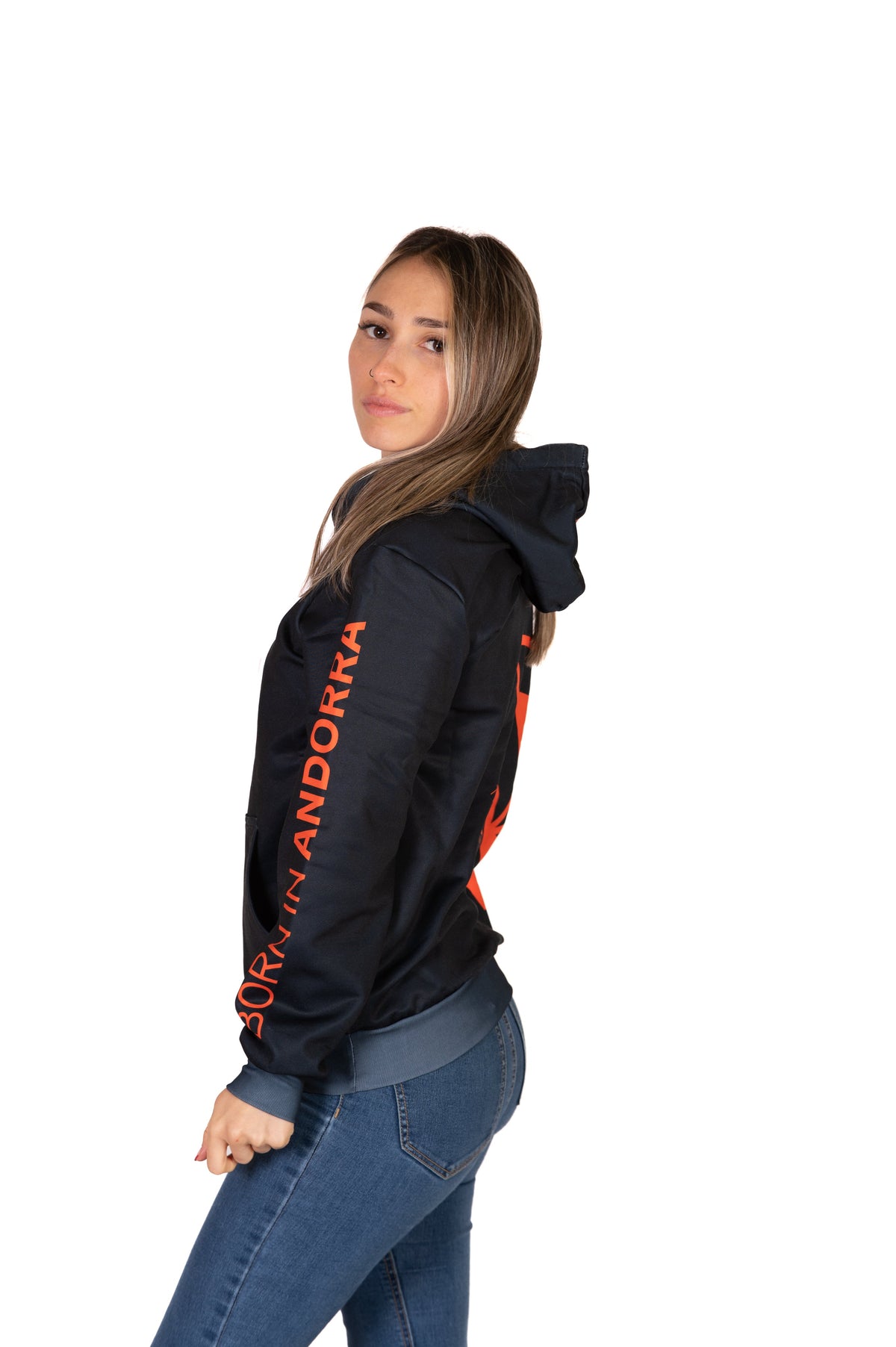 Hooded Sweatshirt - Black & Bright Orange Otso