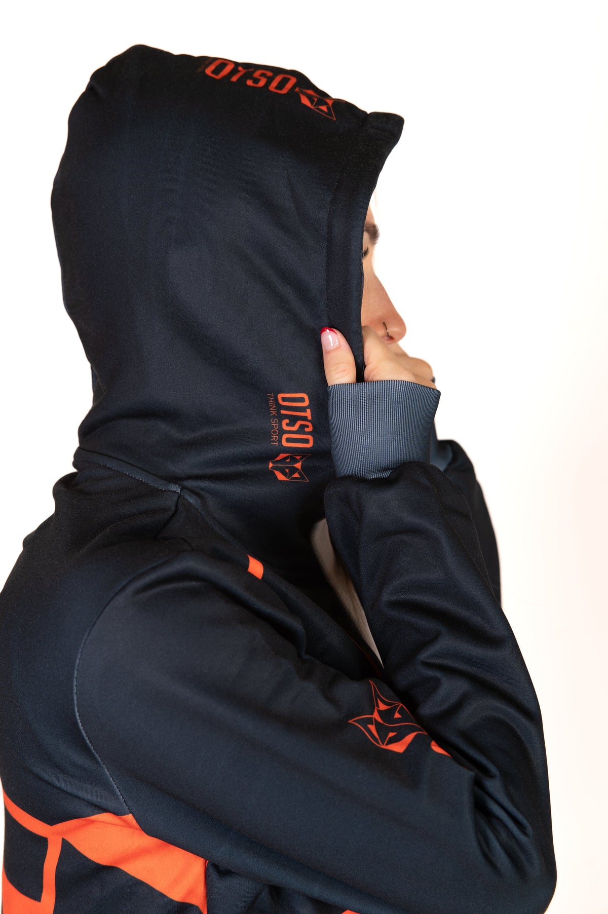 Hooded Sweatshirt - Black & Bright Orange Otso