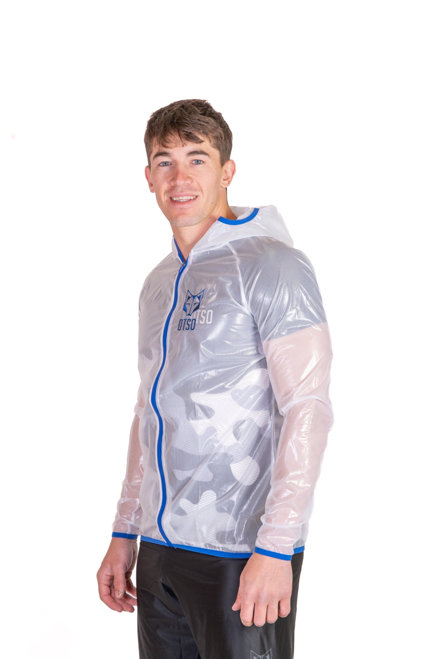 Waterproof Jacket - White & Royal Blue