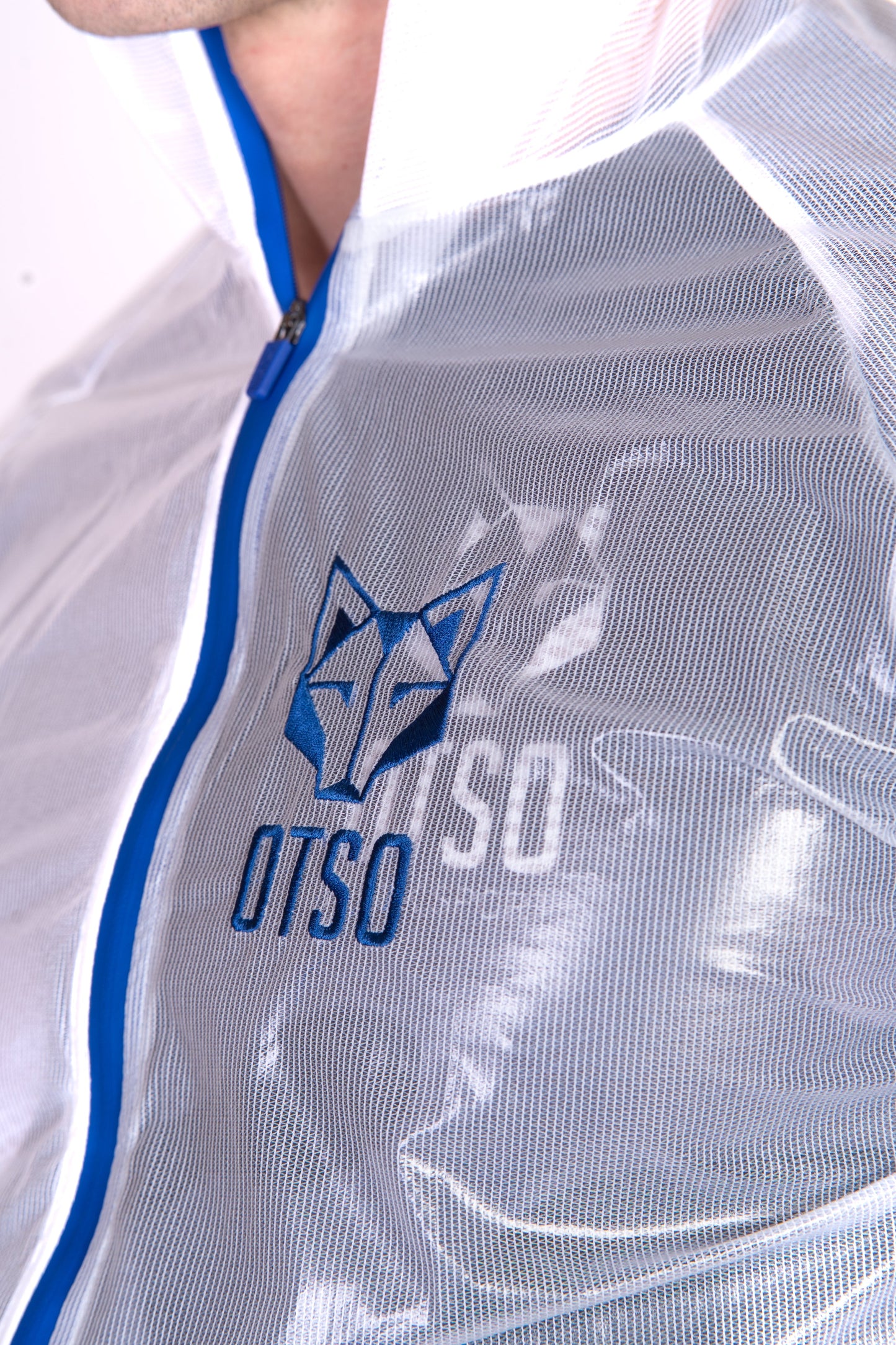 Waterproof Jacket - White & Royal Blue