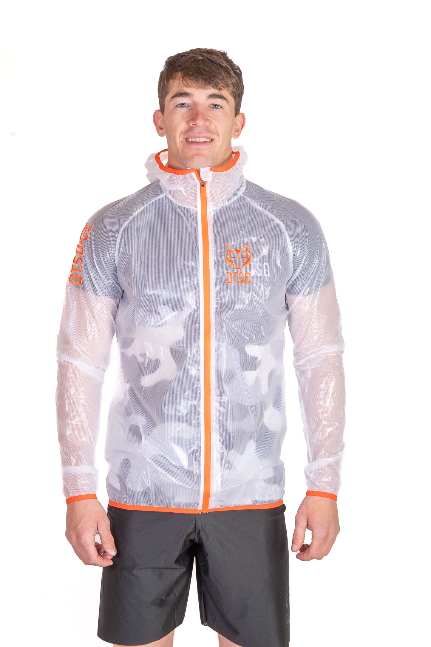 Waterproof Jacket - White & Fluo Orange