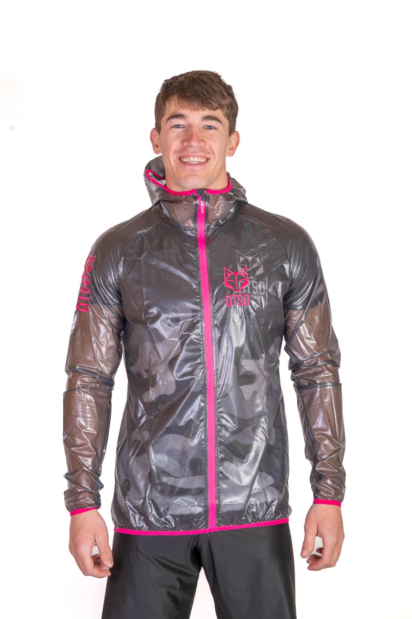 Waterproof Jacket - Black & Fluo Pink