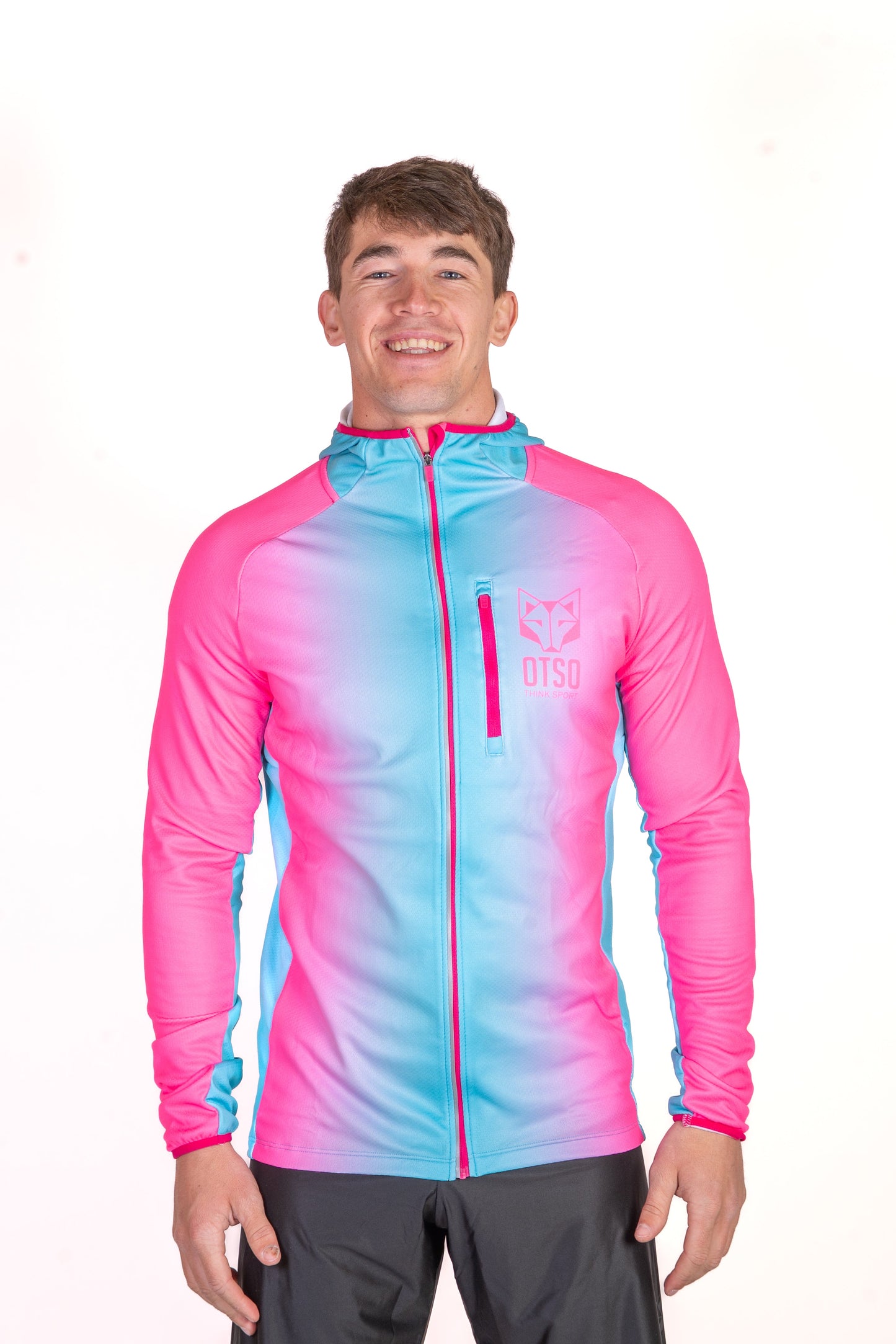 Unisex sport hoodie - Fluo Pink & Light Blue