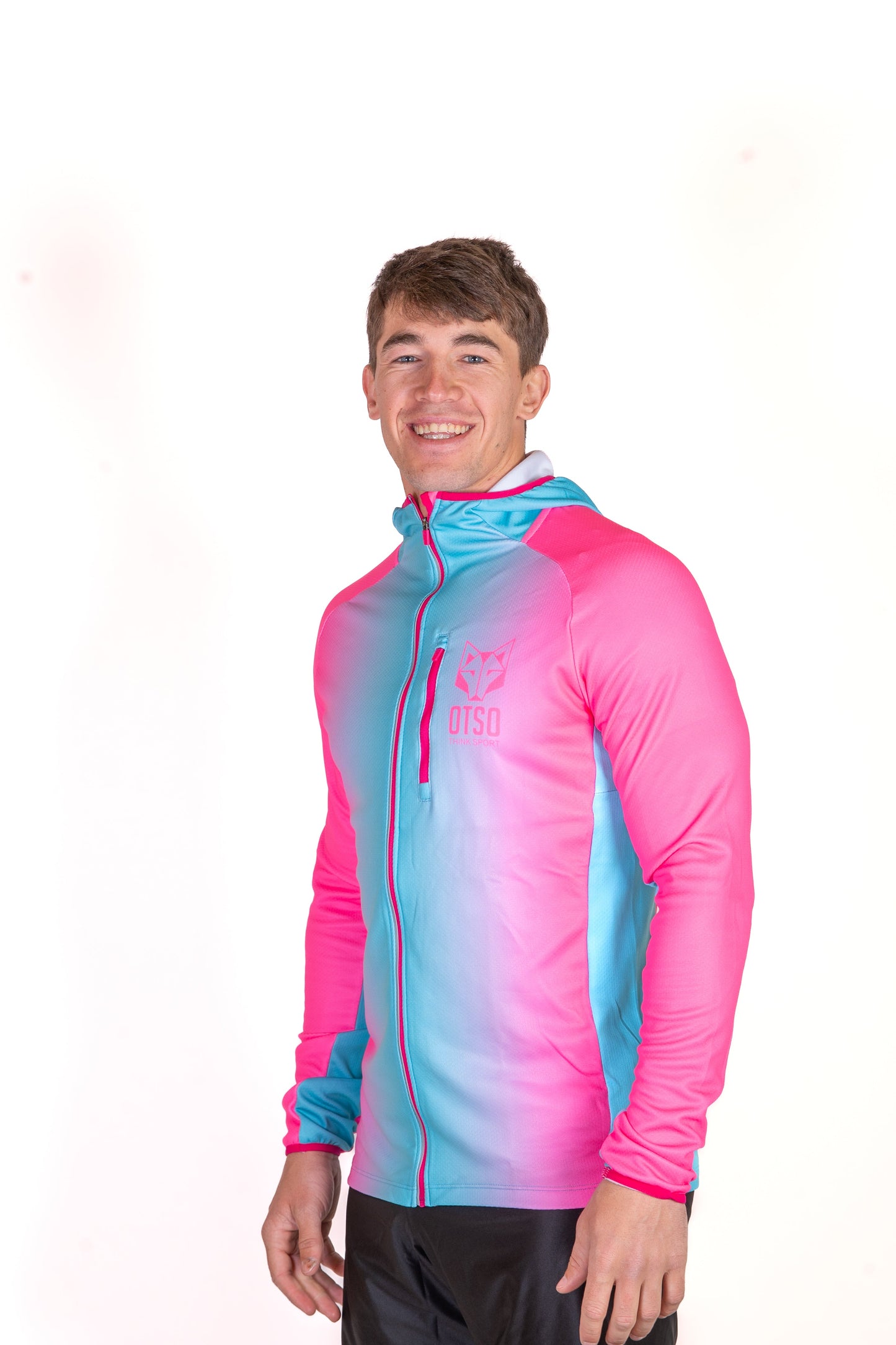 Unisex sport hoodie - Fluo Pink & Light Blue