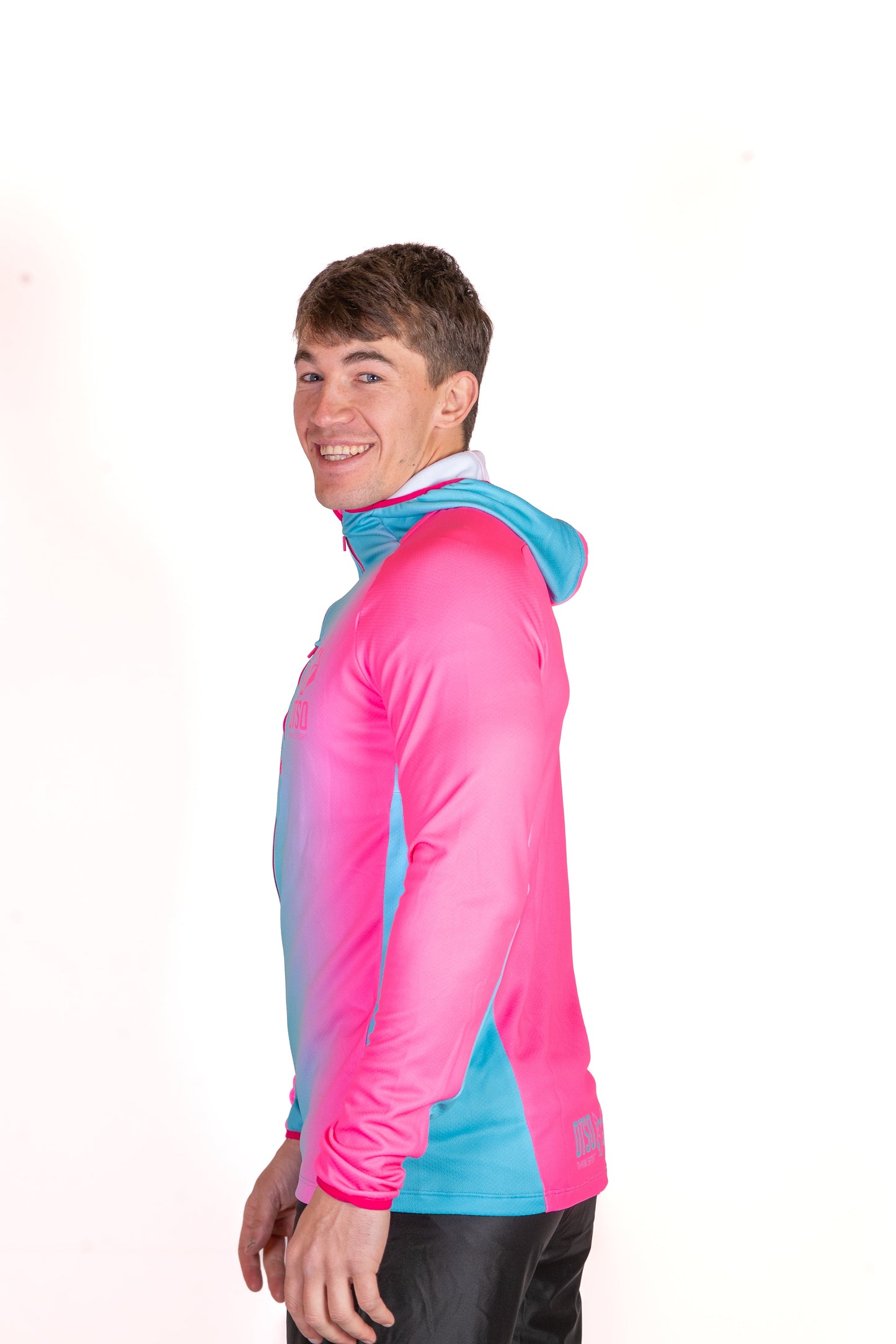 Unisex sport hoodie - Fluo Pink & Light Blue