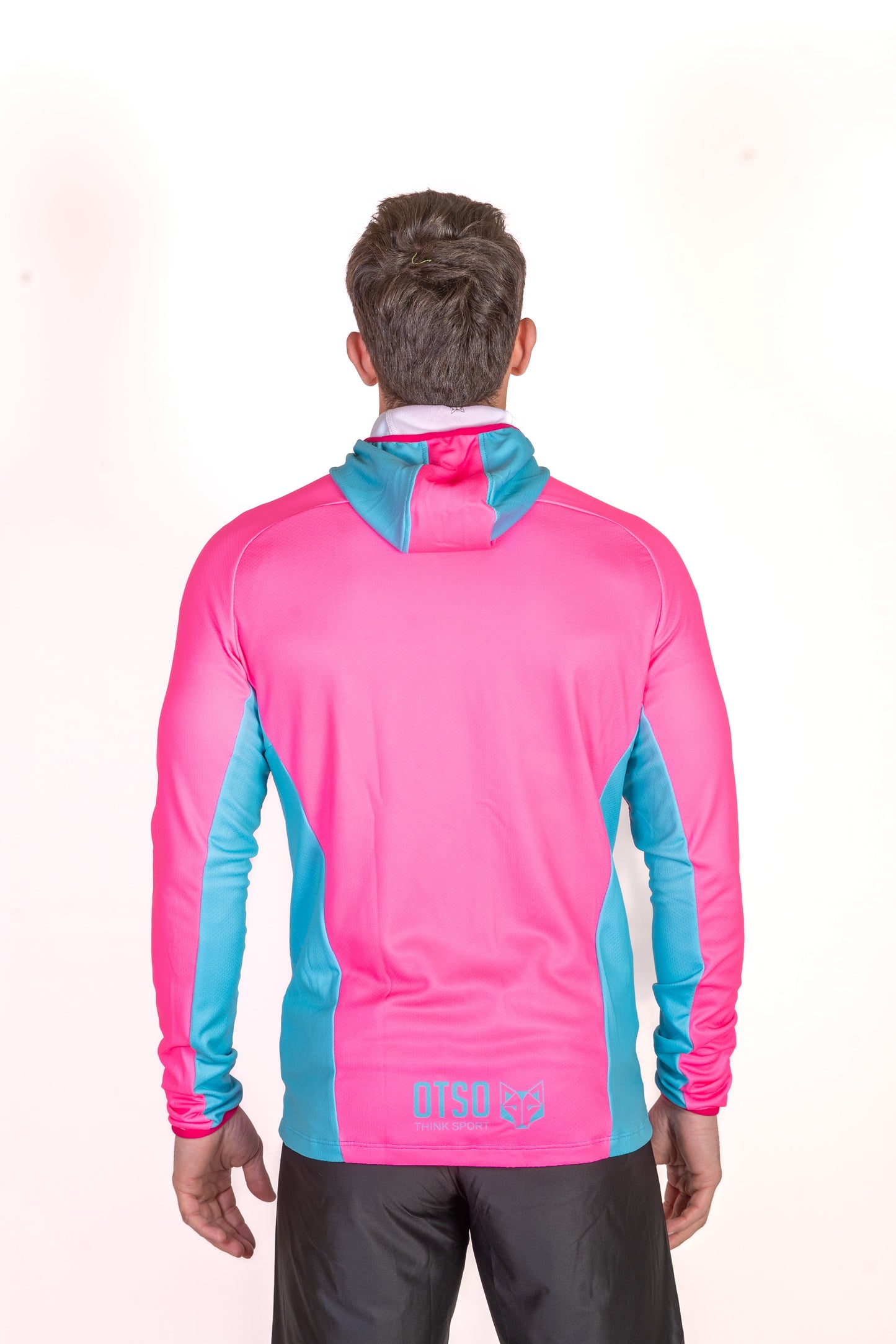 Unisex sport hoodie - Fluo Pink & Light Blue