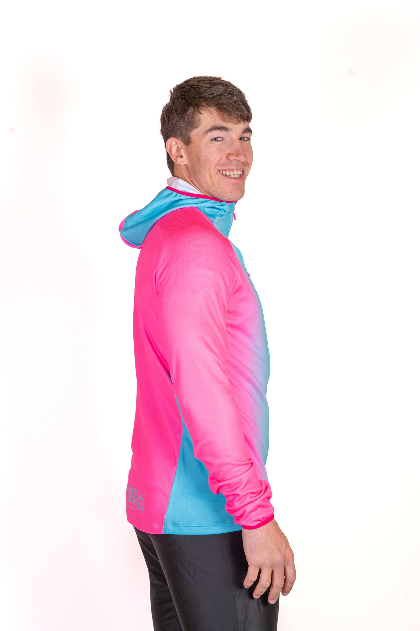 Unisex sport hoodie - Fluo Pink & Light Blue