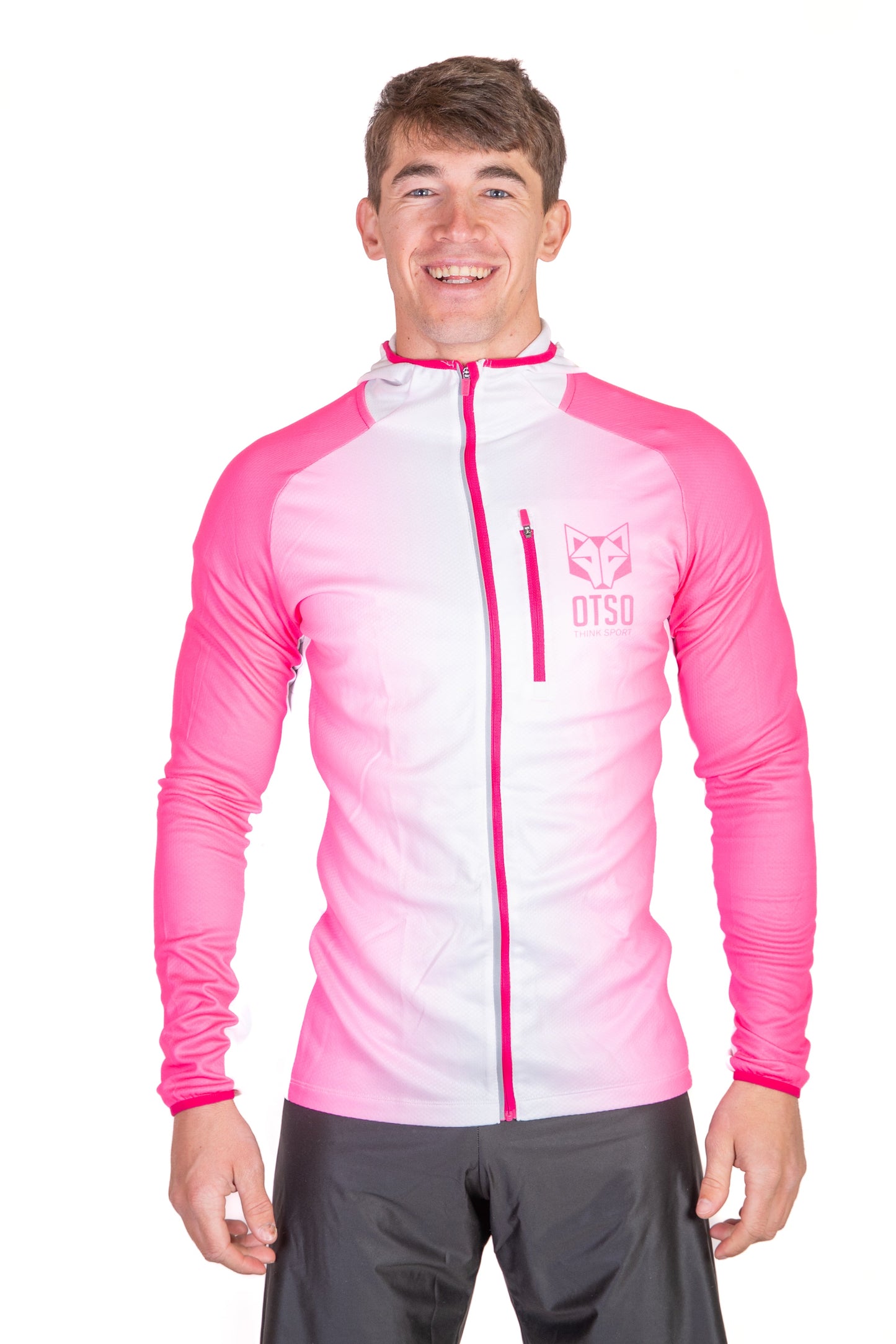 Unisex athletic hooded sweatshirt - Bright Pink & White