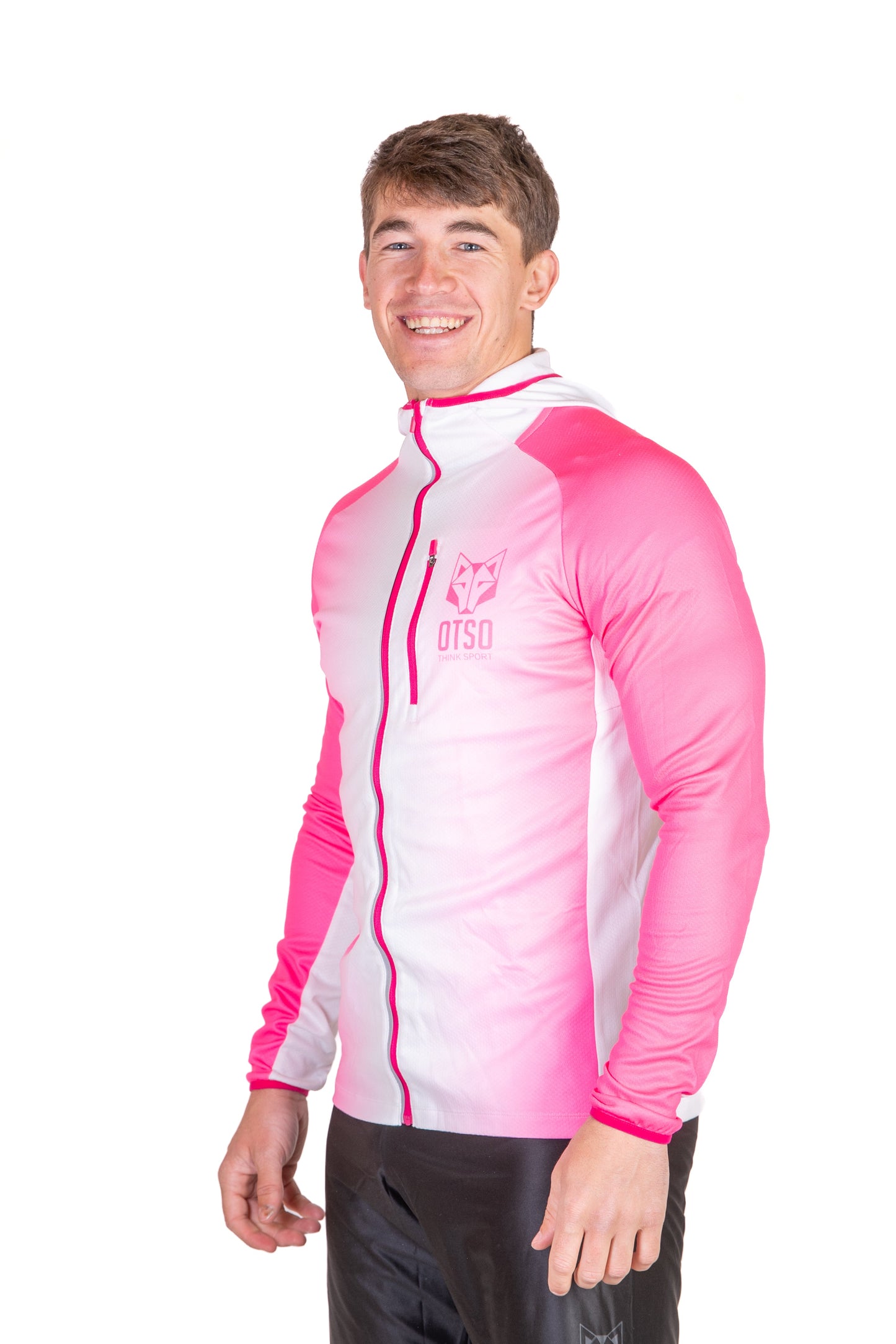 Unisex athletic hooded sweatshirt - Bright Pink & White