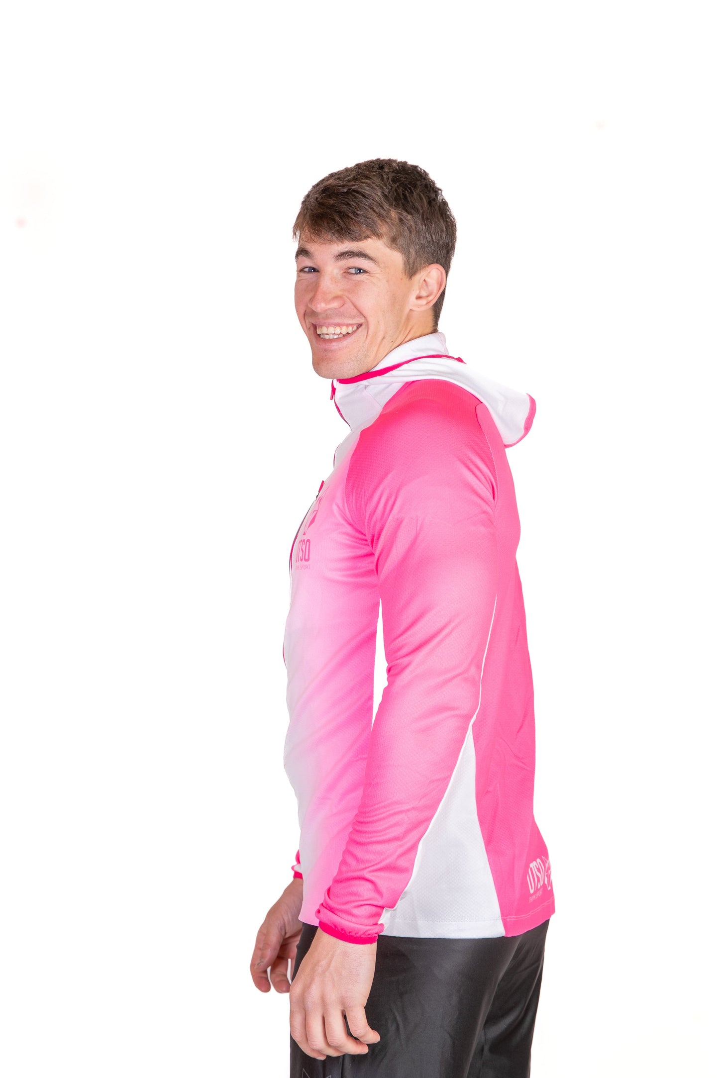 Unisex athletic hooded sweatshirt - Bright Pink & White