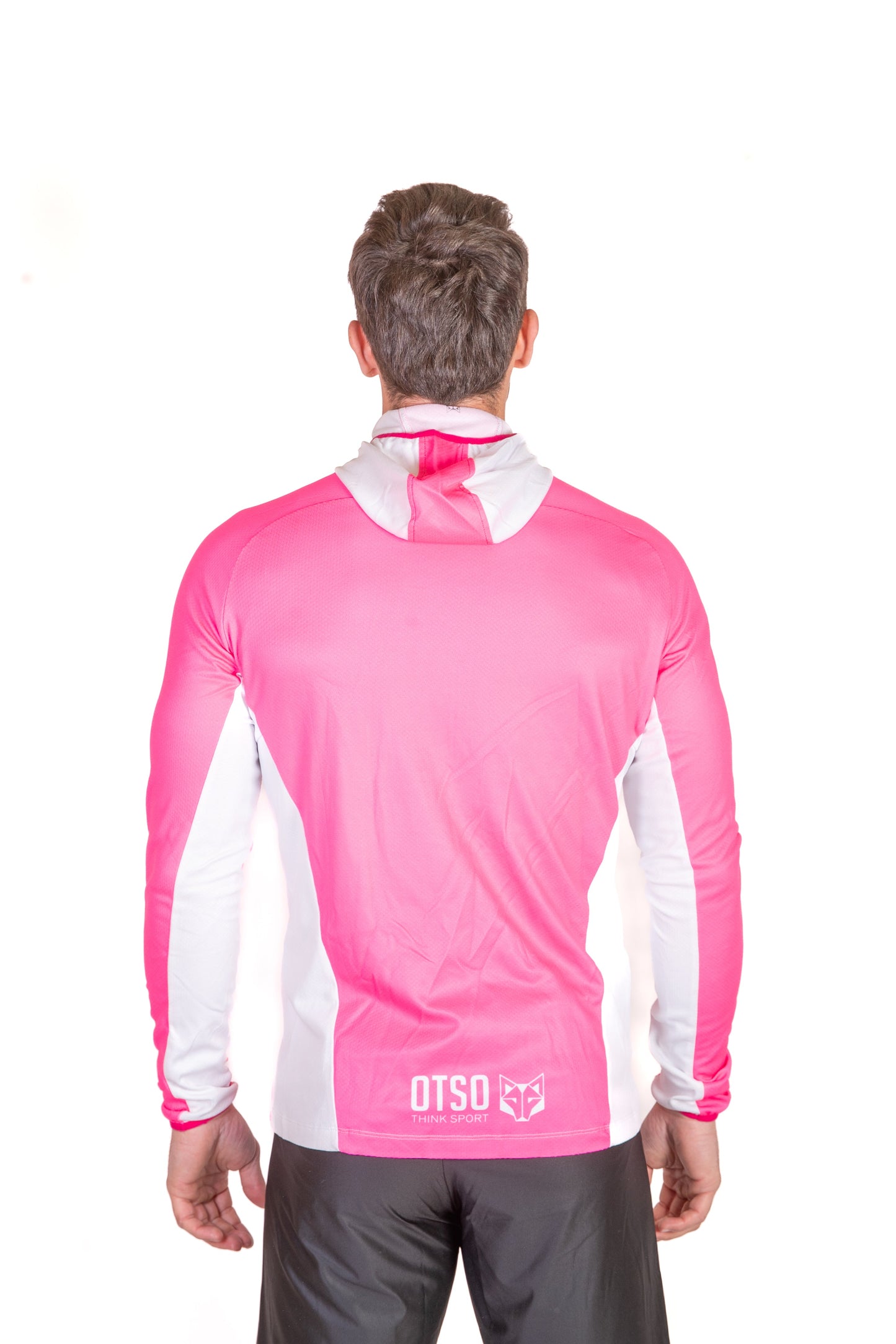 Unisex athletic hooded sweatshirt - Bright Pink & White