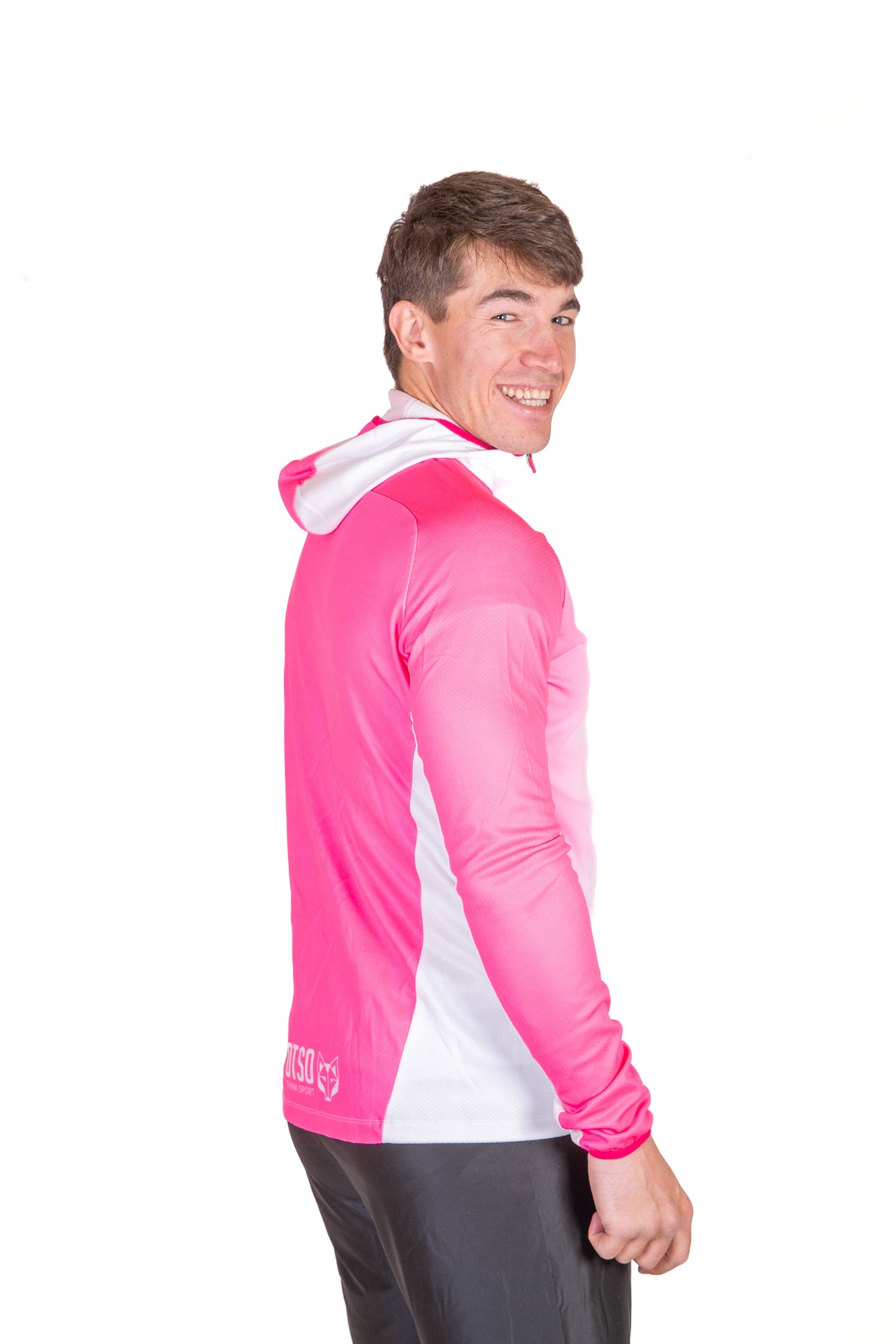 Unisex athletic hooded sweatshirt - Bright Pink & White