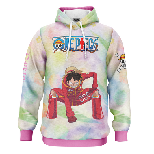 Hooded sweatshirt - One piece Egghead Luffy and the crew pink