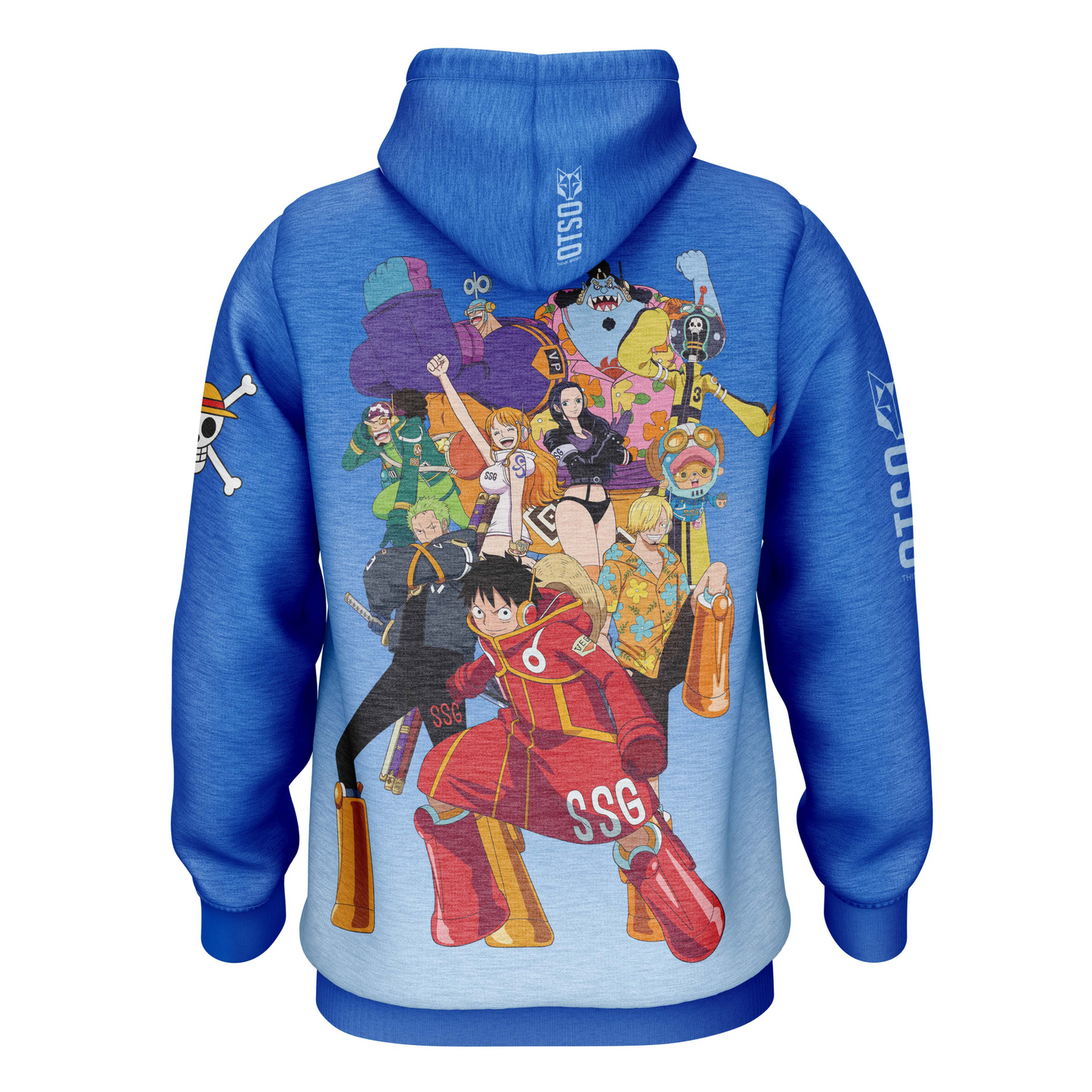 Sweatshirt mit Kapuze - Einteiler Eierkopf Luffy Strohhut Mannschaft Blau