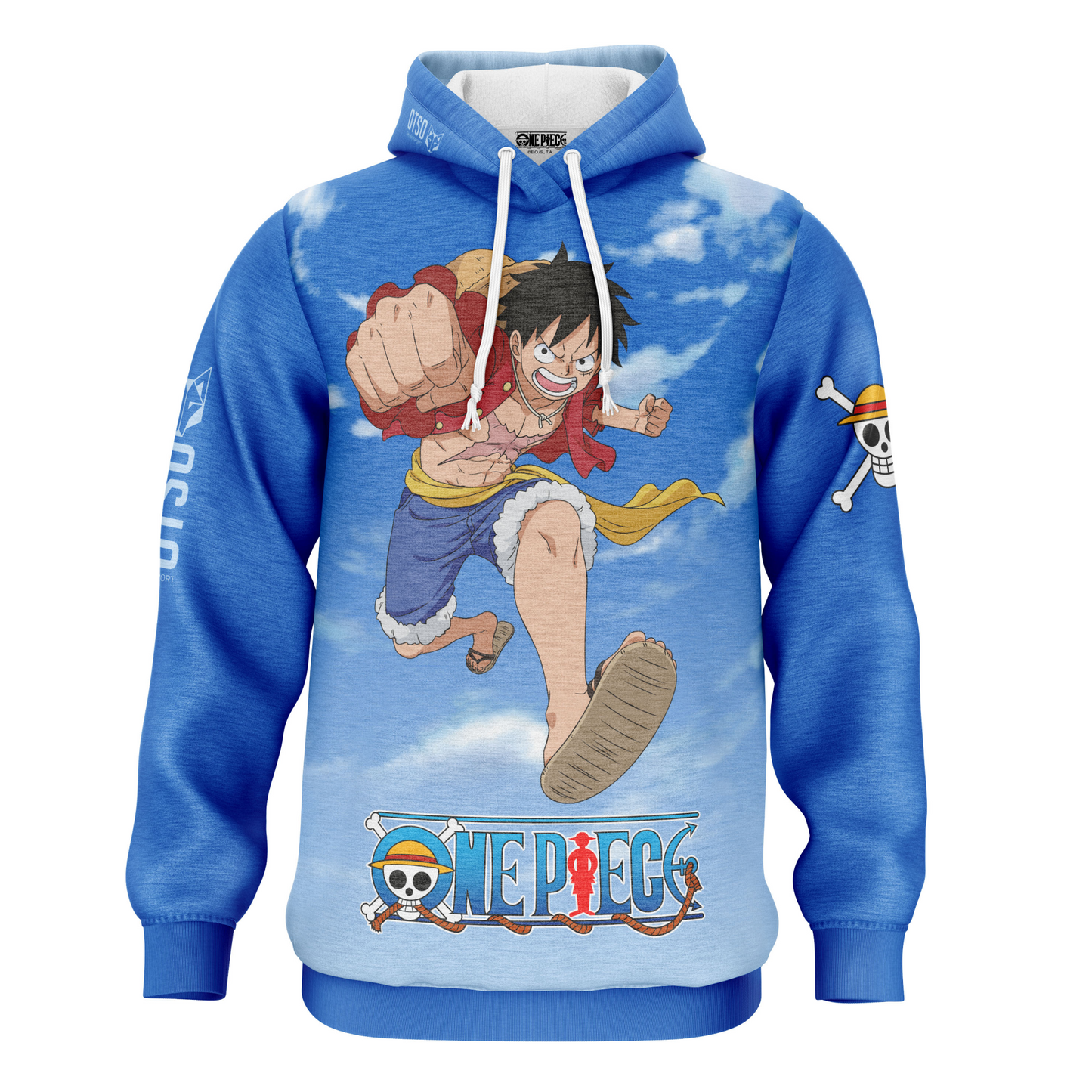 Hooded sweatshirt - One-piece Fishman Luffy and the crew blue