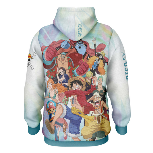 Hooded sweatshirt - One-piece Fishman Luffy and the crew green