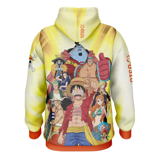 Hooded sweatshirt - One-piece fisherman straw hat crew yellow