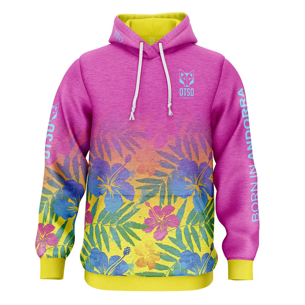 Kapuzenshirt - Blumenmuster Rosa