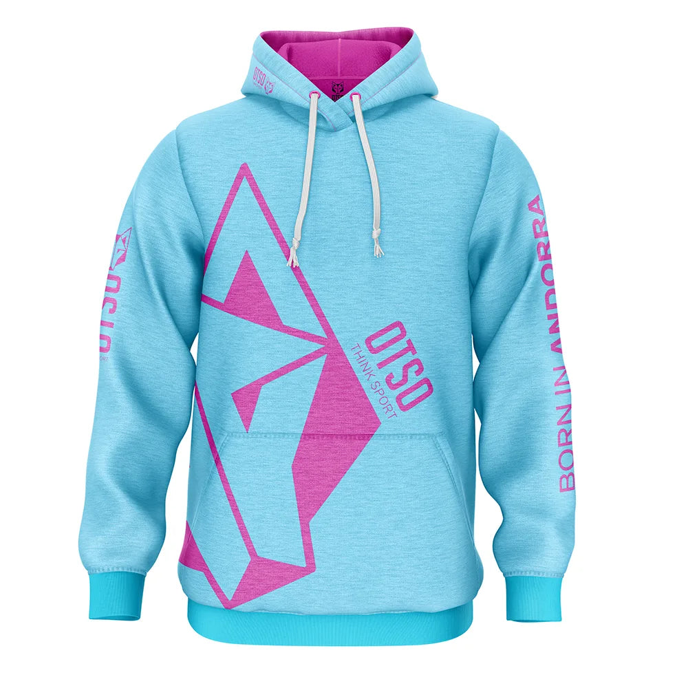 Felpa con cappuccio - Azzurro chiaro e rosa